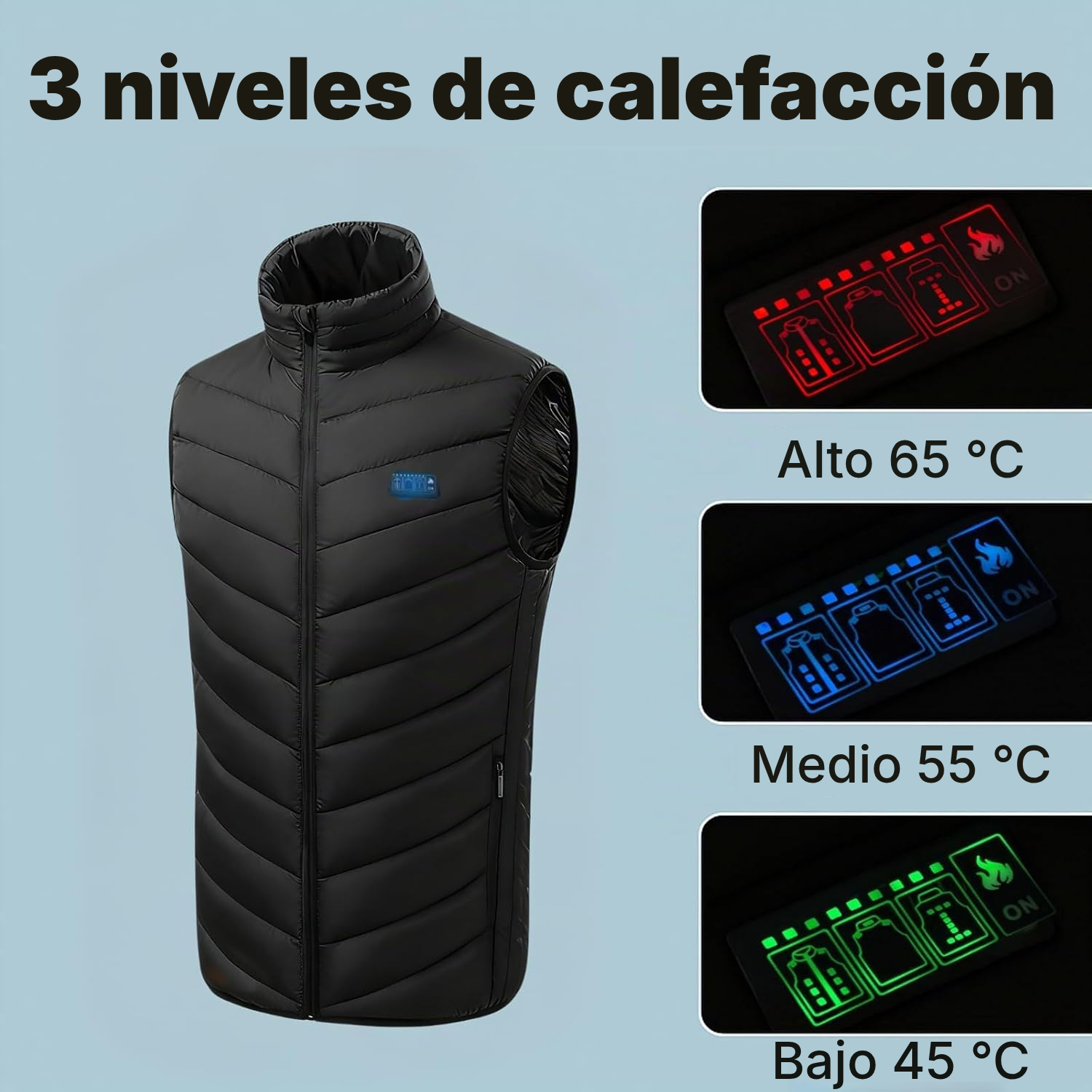 Chaqueta calefactable Grand, calor focalizado — 3