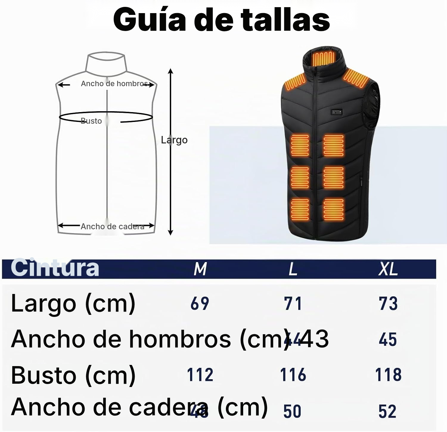 Chaqueta calefactable Grand, calor focalizado — 6