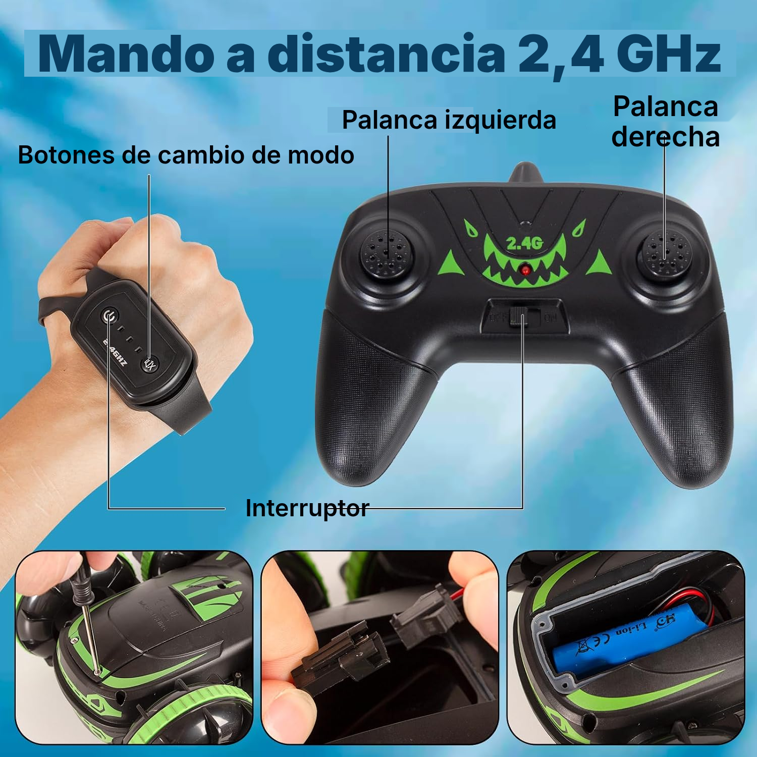 Coche radio control 4x4 anfibio 360° — 4