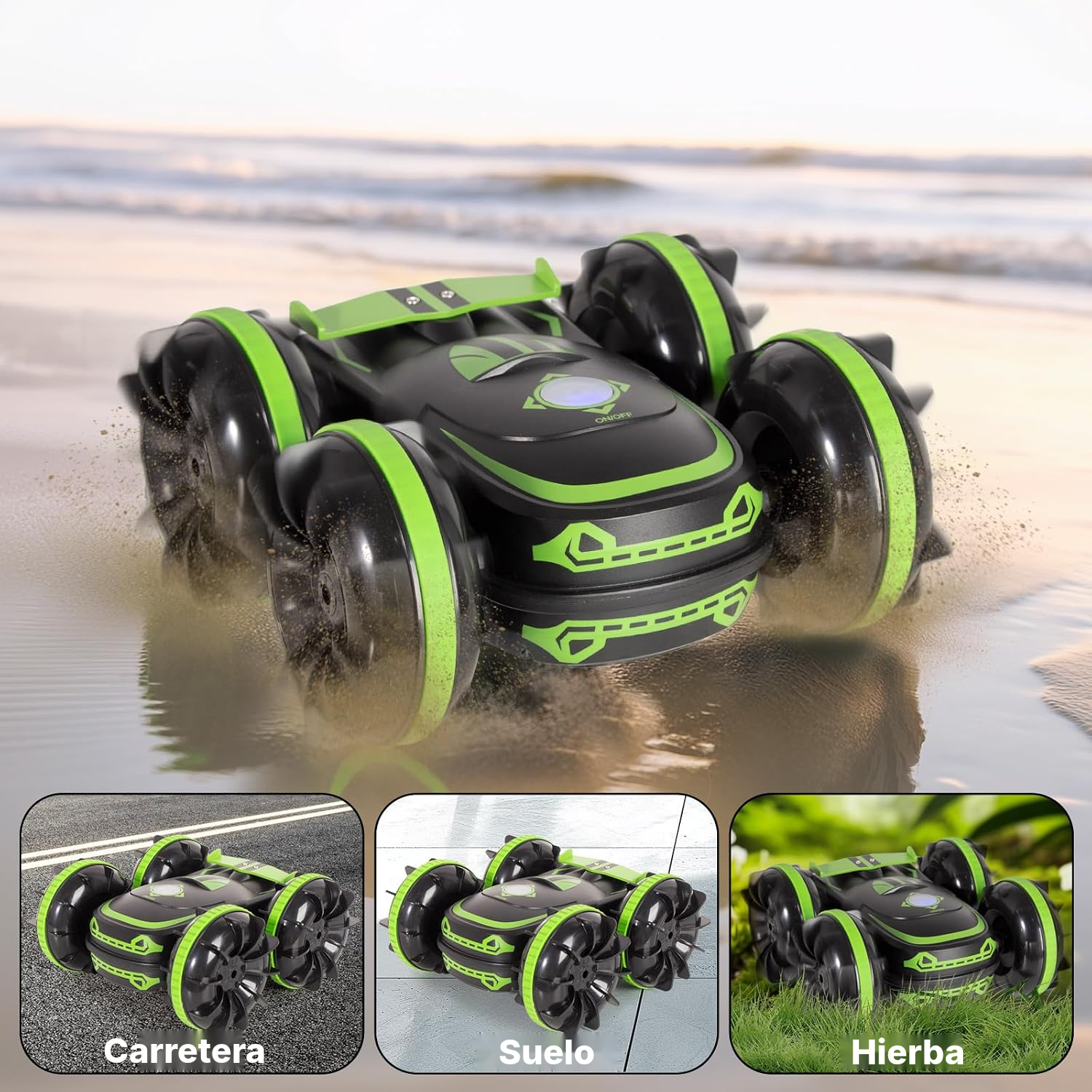 Coche radio control 4x4 anfibio 360° — 5