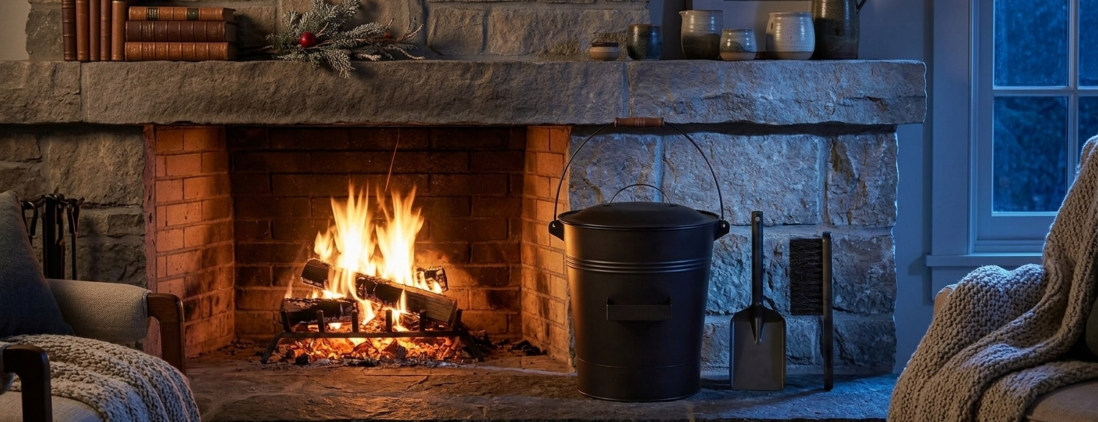 Cubo cenizas compacto para chimenea
