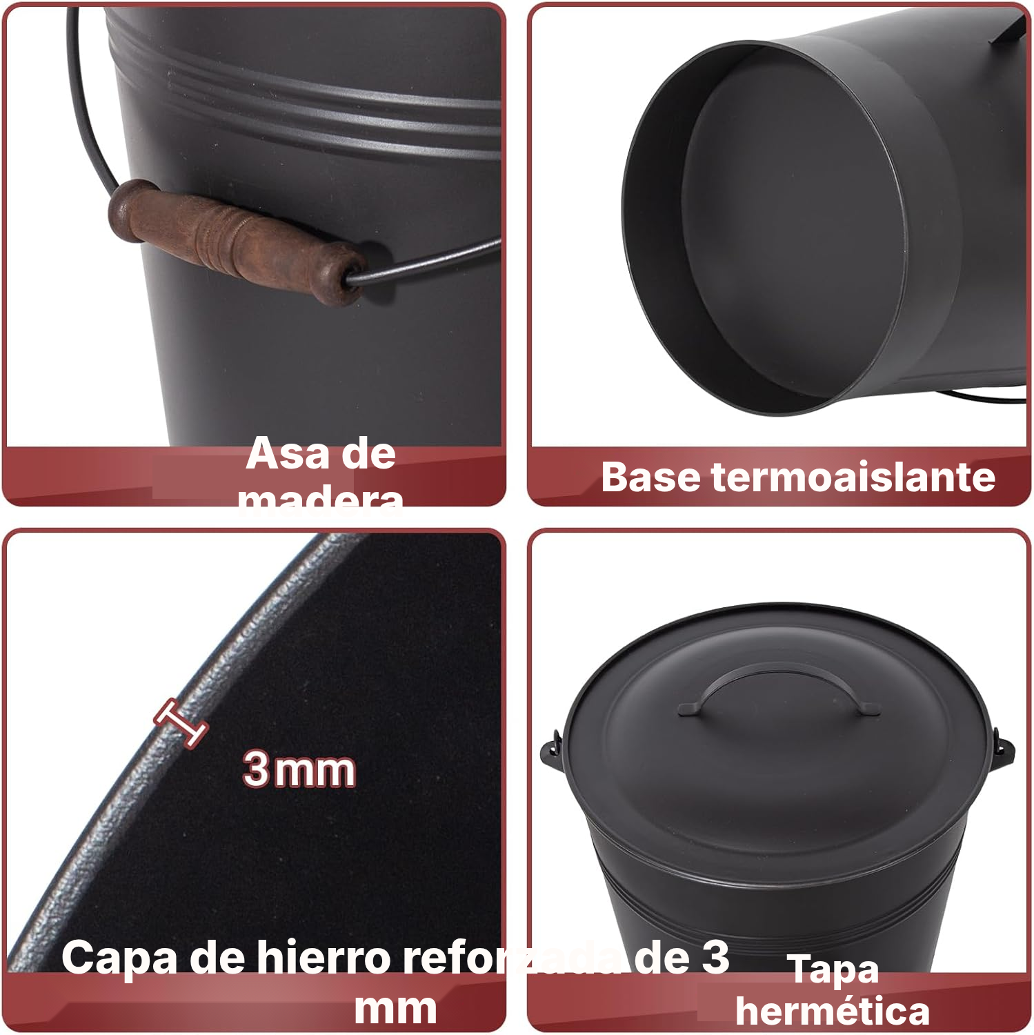Cubo cenizas compacto para chimenea — 3