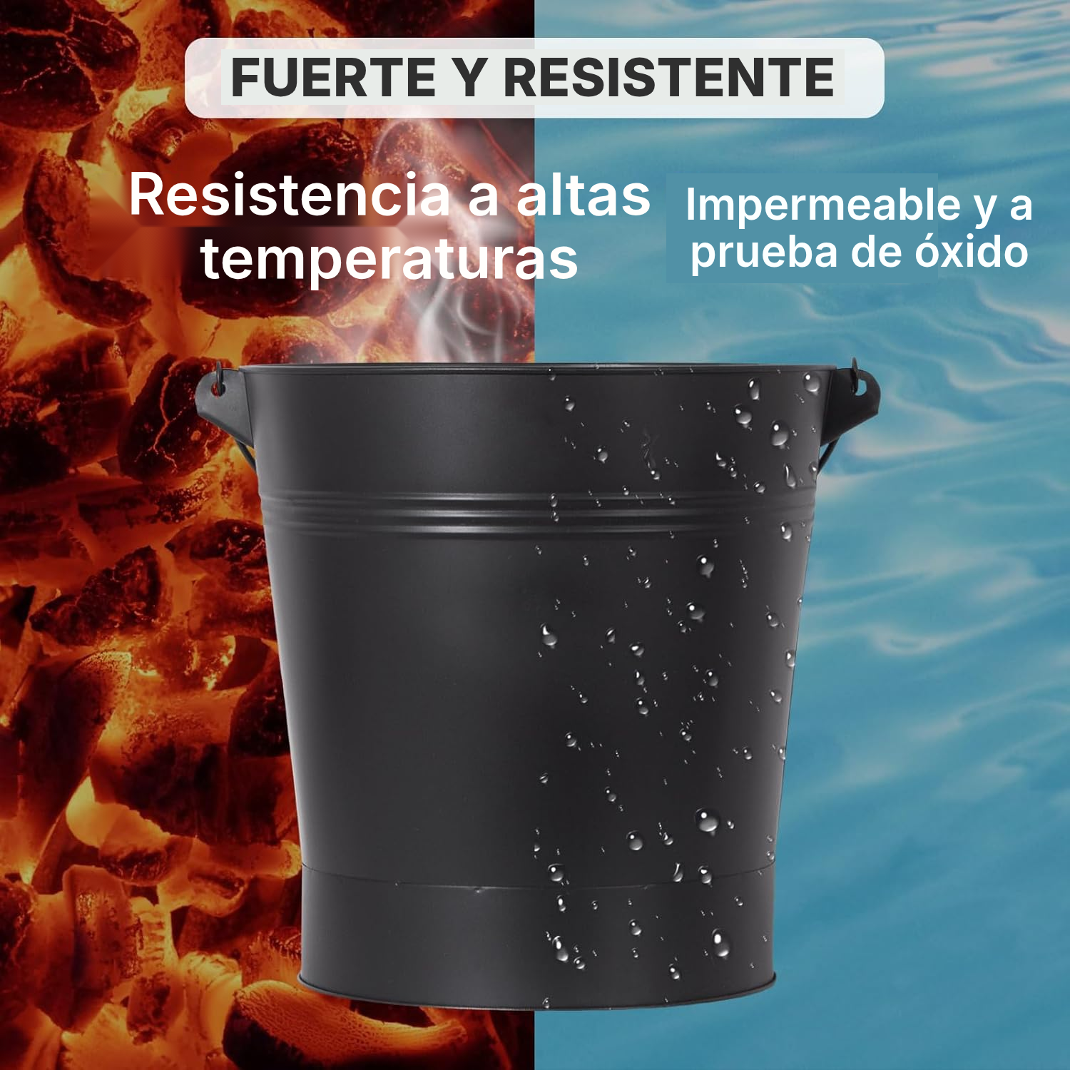 Cubo para cenizas 24 L con tapa, pala y cepillo — 4