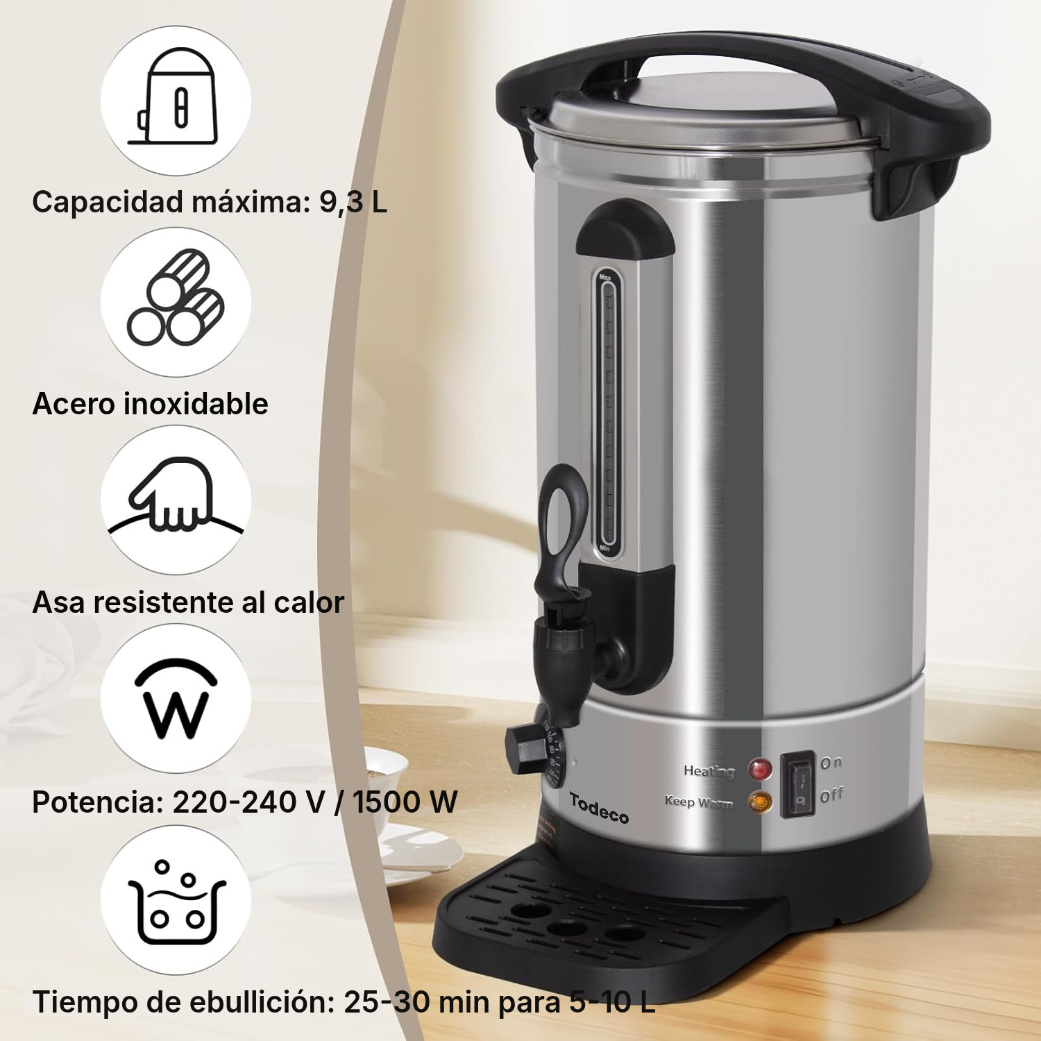 Calentador de vino 9,3 L, pared simple — 2