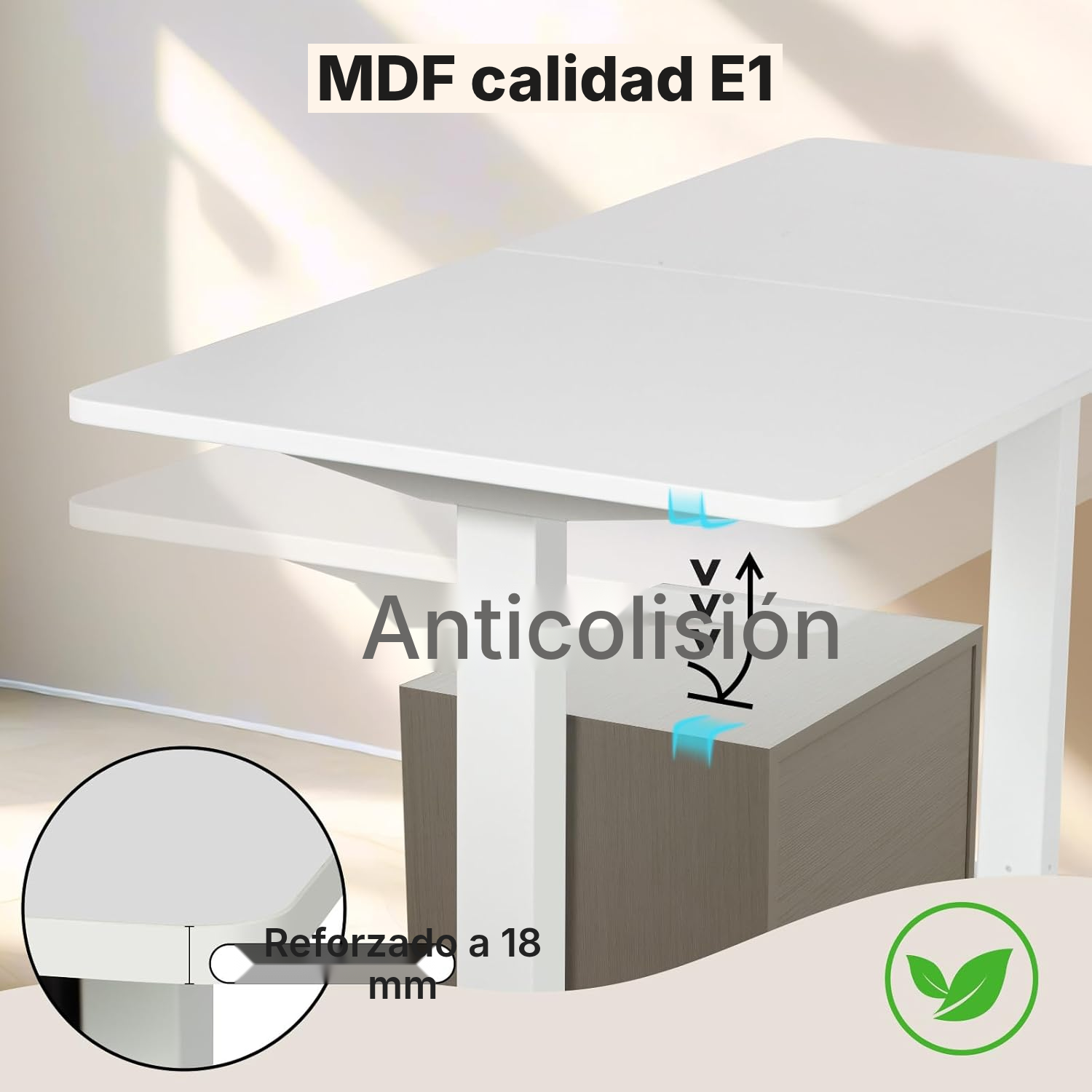 Escritorio elevable gaming blanco 70-115 cm — 5
