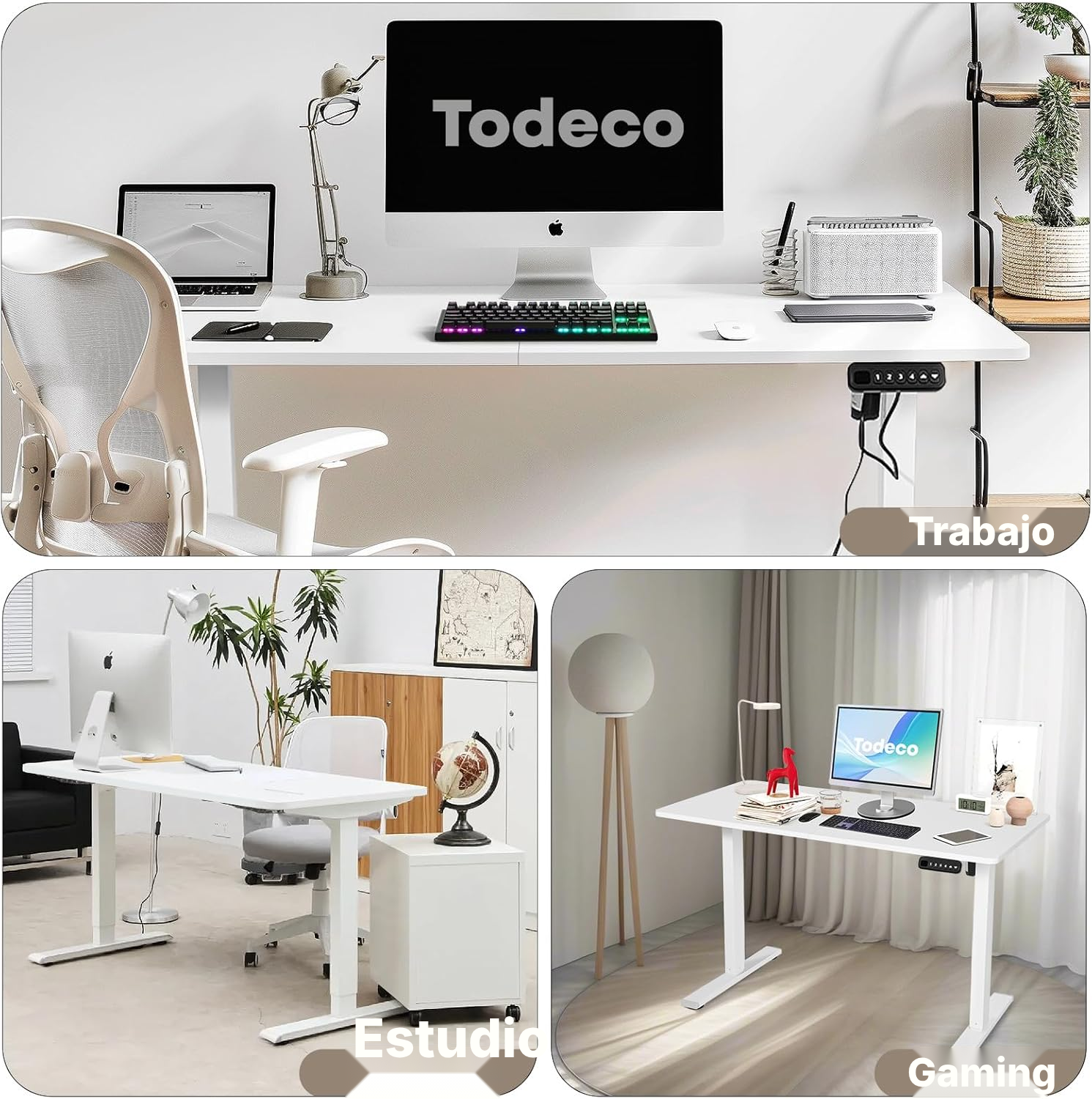 Escritorio elevable gaming blanco 70-115 cm — 7