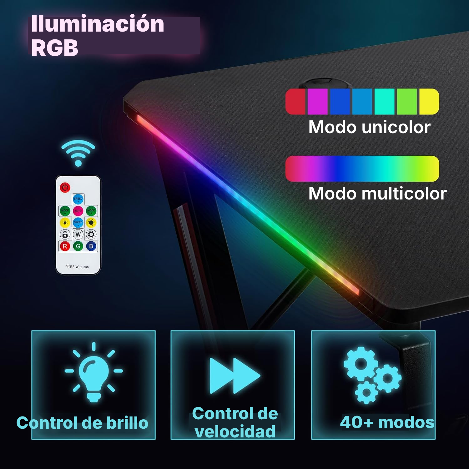 Escritorio gaming 160 cm, listo para jugar — 3