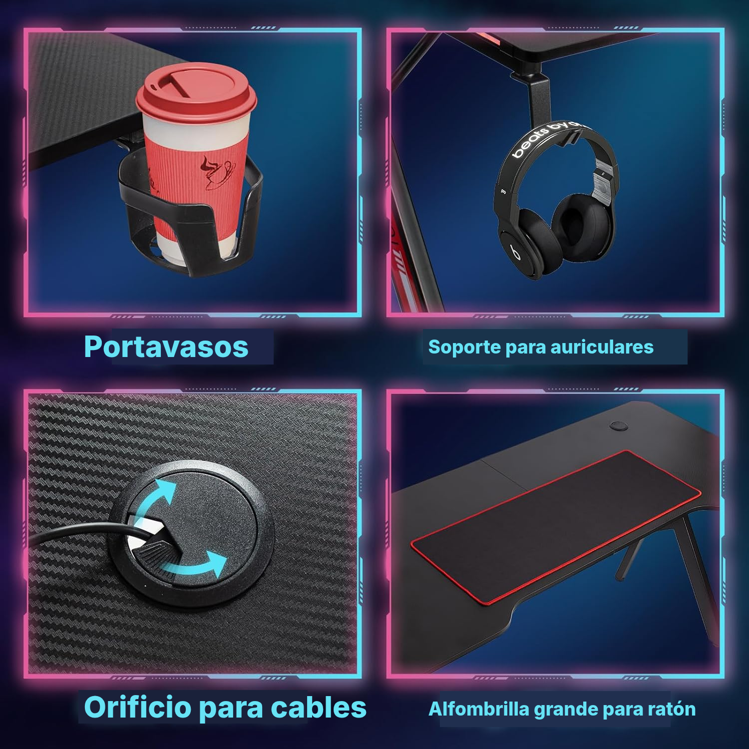 Escritorio gaming 160 cm, listo para jugar — 4