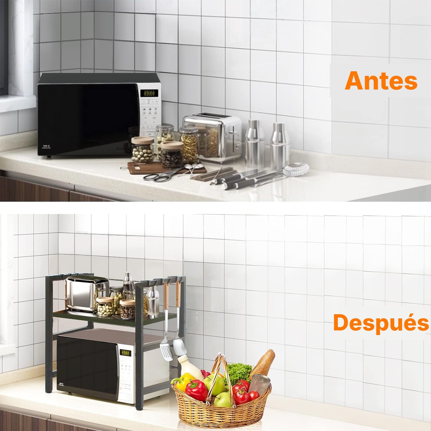 Estante microondas extensible negro 36-60 cm — 4