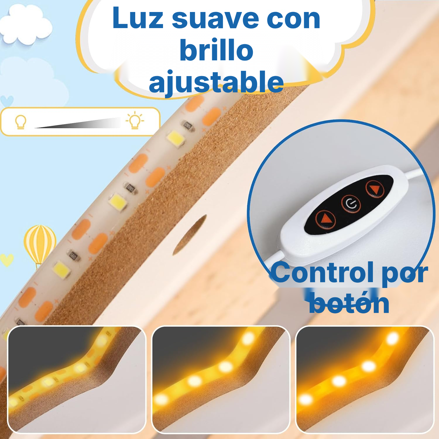 Estantería magnética LED para Toniebox/Tonies – nube gris, 60 cm — 4
