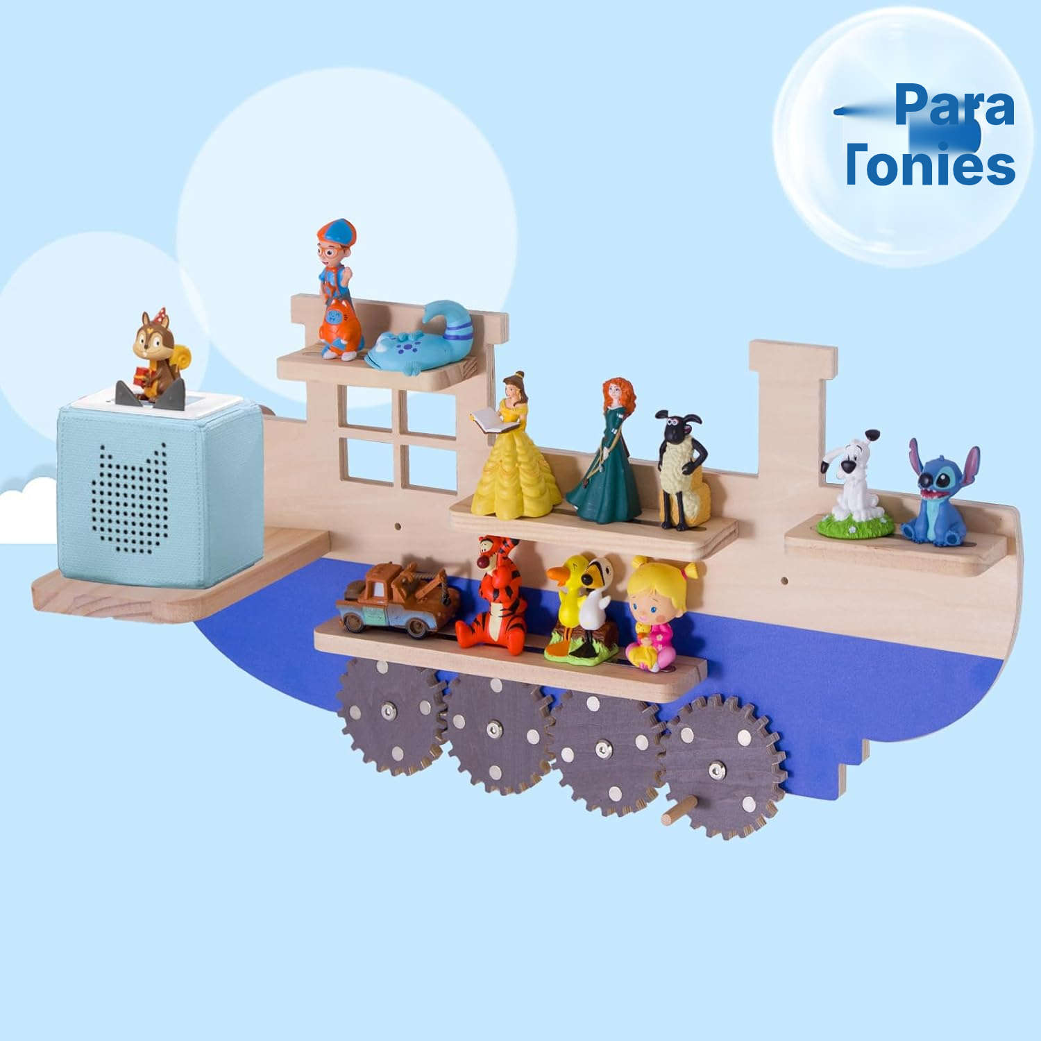 Estantería magnética Toniebox/Tonies – barco con 4 engranajes, 68 cm — 3