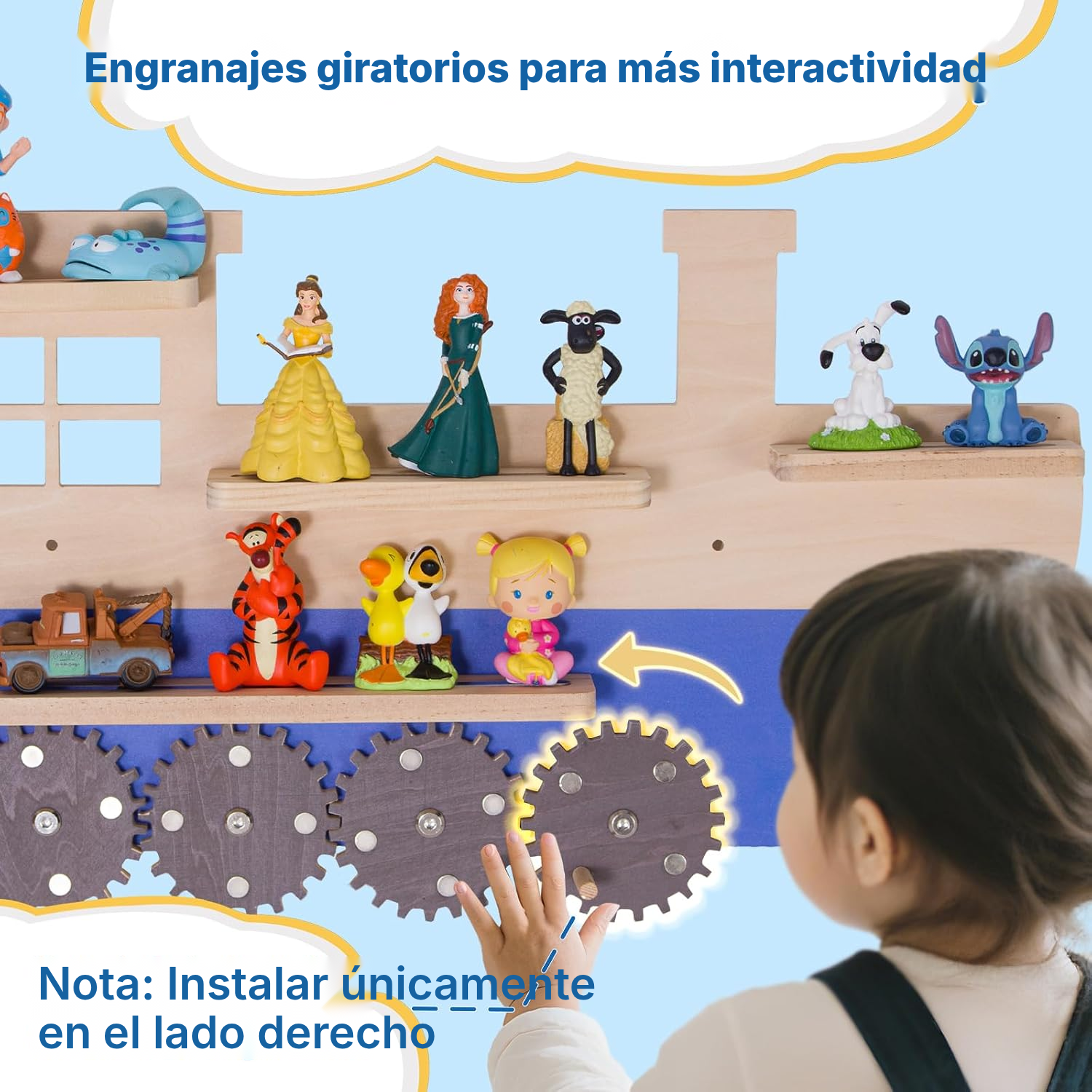 Estantería magnética Toniebox/Tonies – barco con 4 engranajes, 68 cm — 7