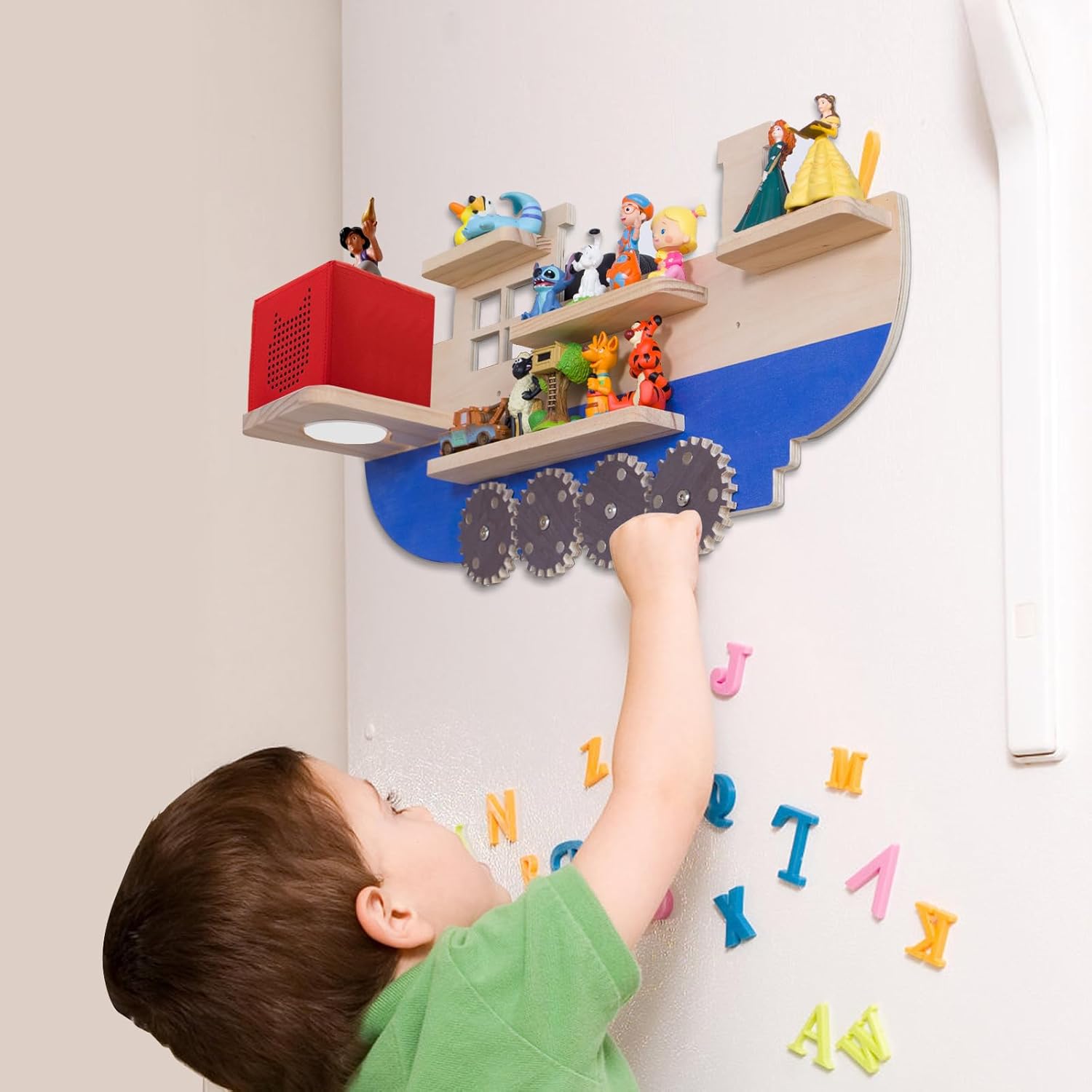 Estantería magnética Toniebox/Tonies – barco con 4 engranajes, 68 cm — 6
