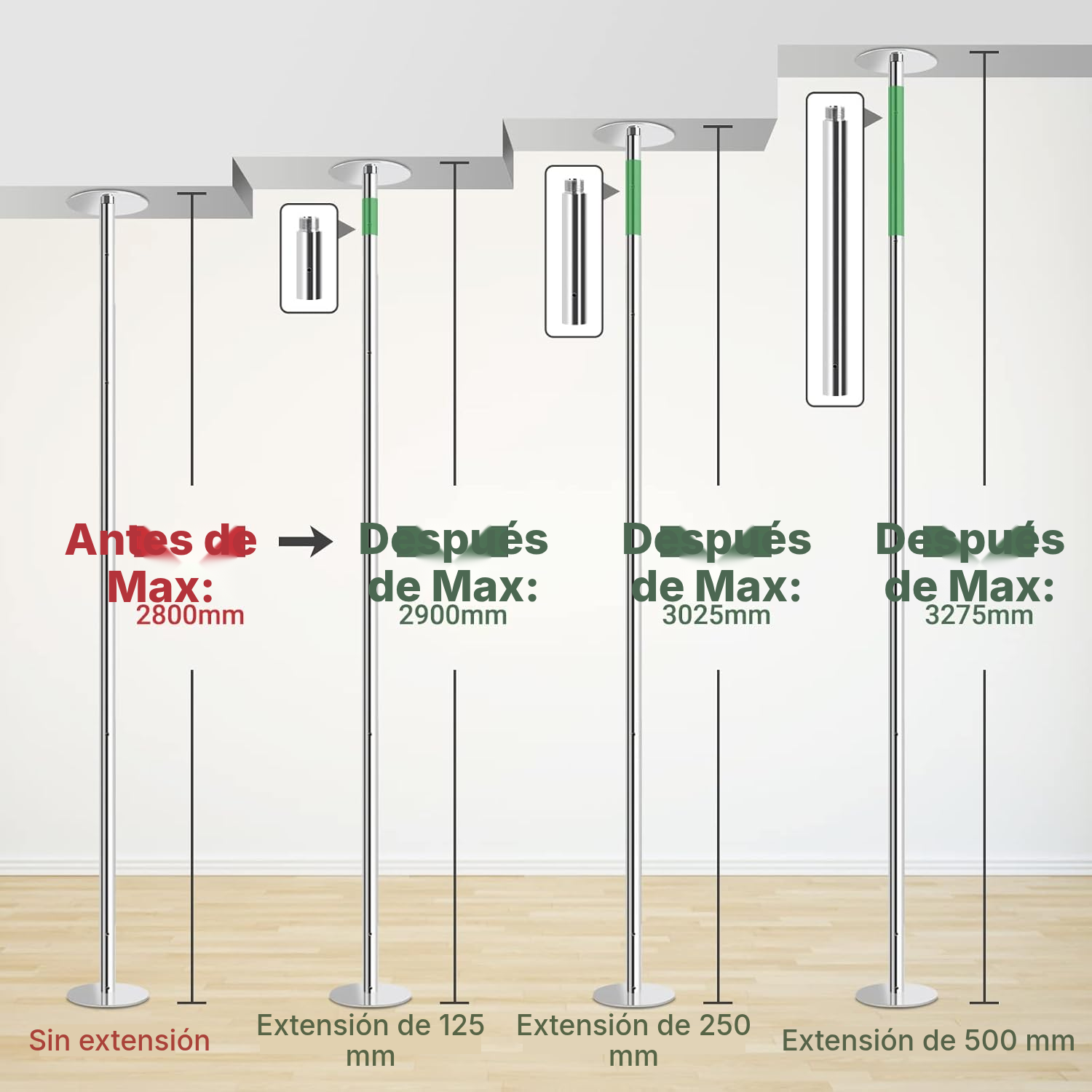 Extensión para barra pole dance 250 mm — 3