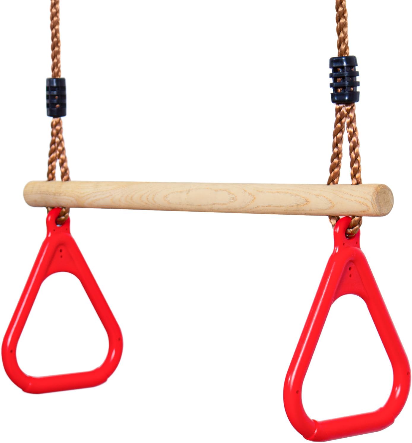 Trapecio rojo 200 cm con anillas de gimnasia para columpio