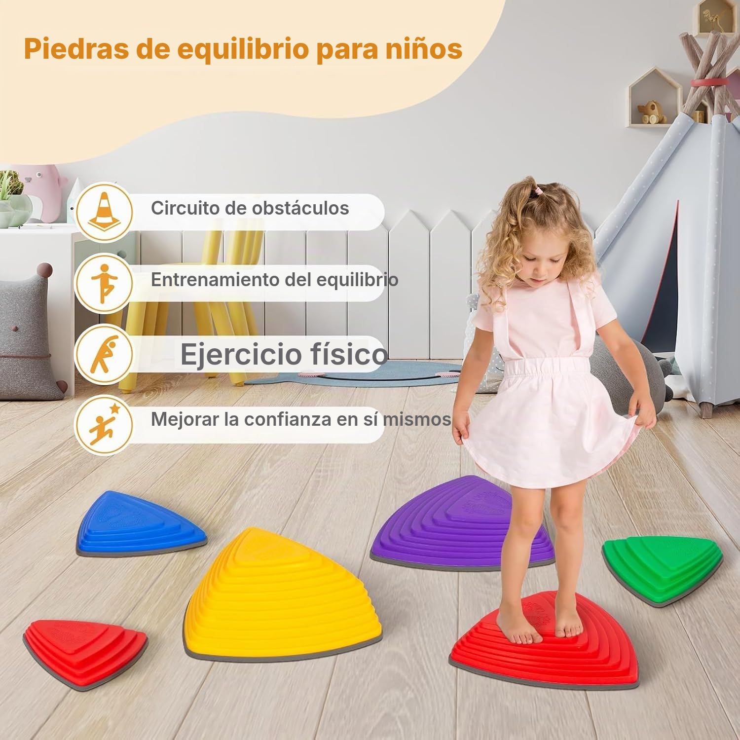 Juego de equilibrio infantil: 6 piedras — 4