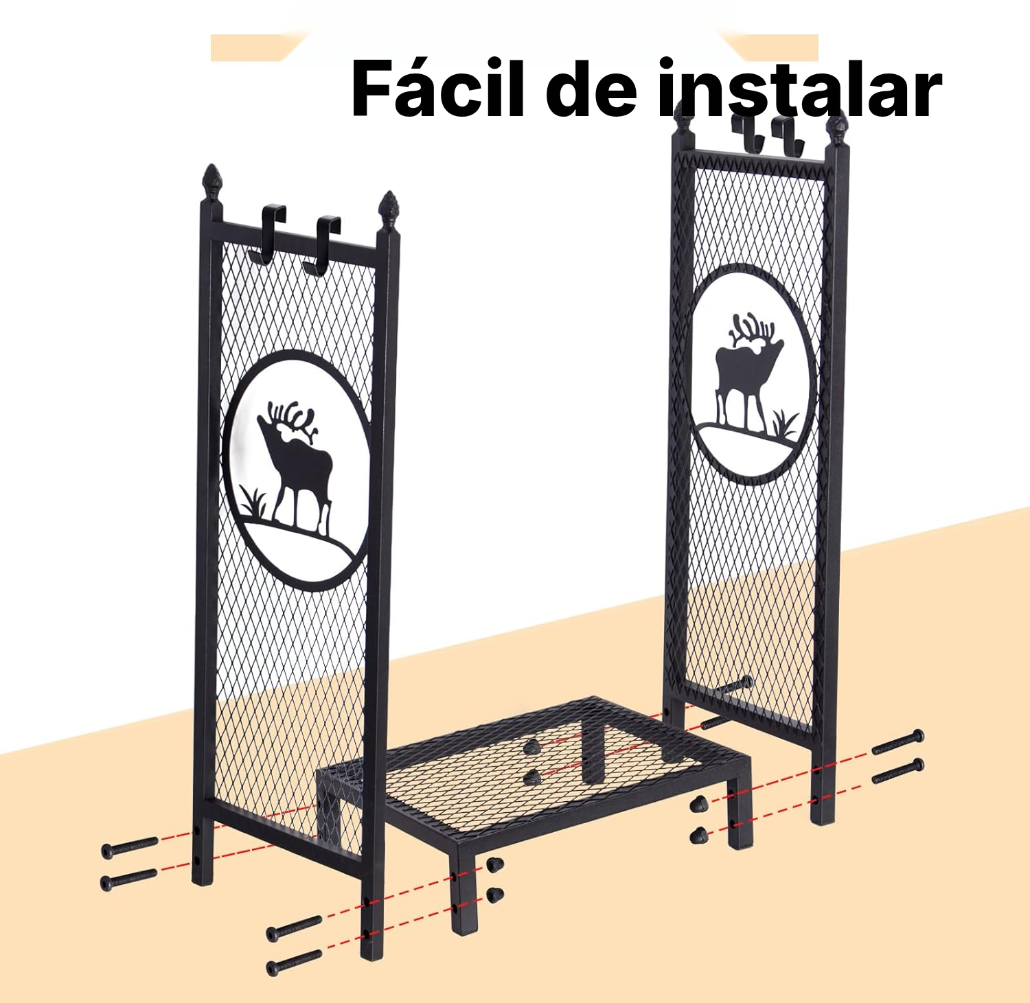 Leñero vertical de acero con estante, 80 cm — 6