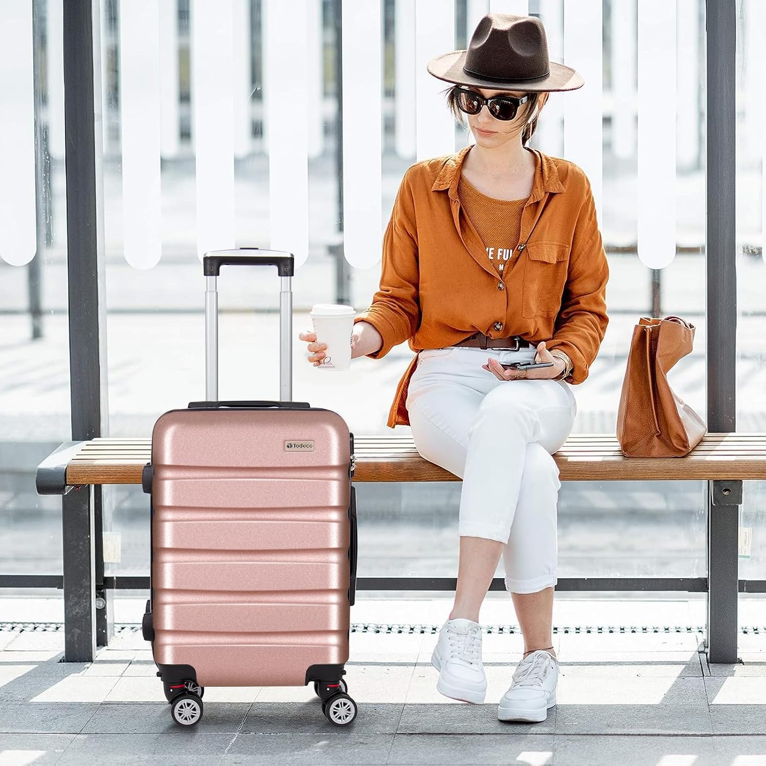 Maleta rígida compacta Rose Gold 56 cm