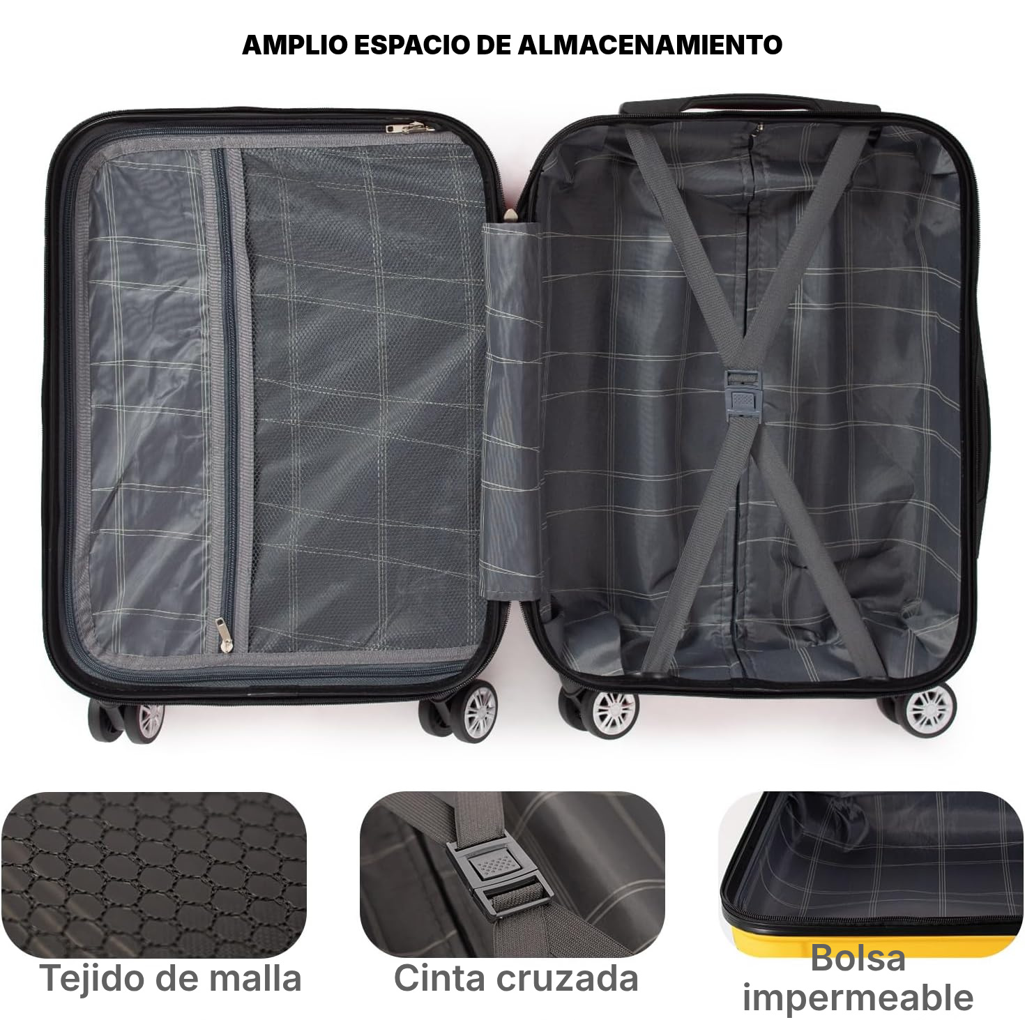 Maleta con ruedas rígida amarilla 63 × 44 × 25 cm — 2