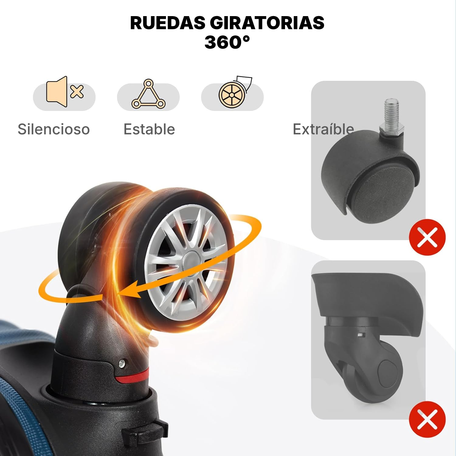 Maleta rígida azul oscuro 65 cm con 4 ruedas — 5