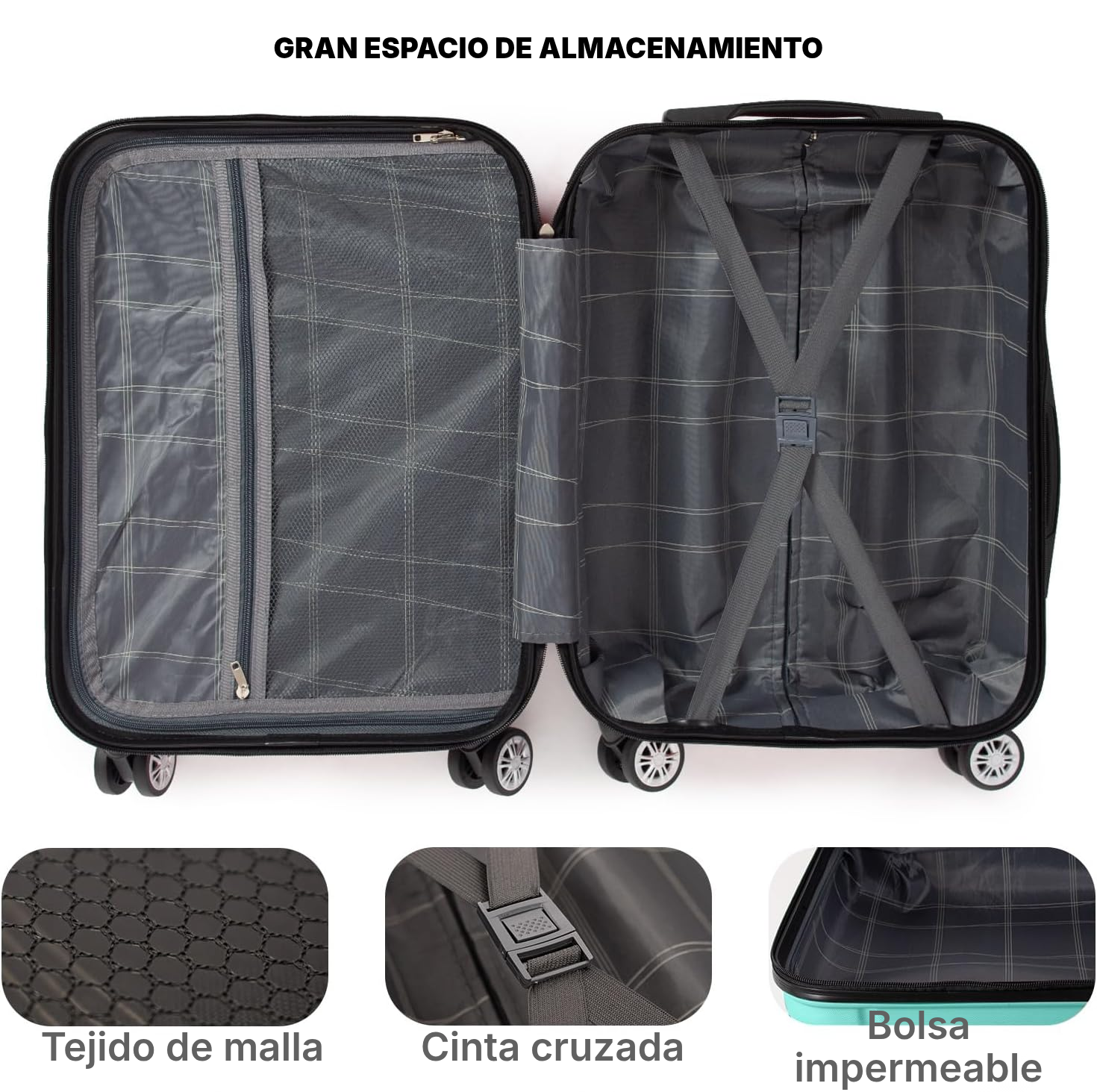 Maleta de viaje mediana rígida verde 63 × 44 × 25 cm — 2