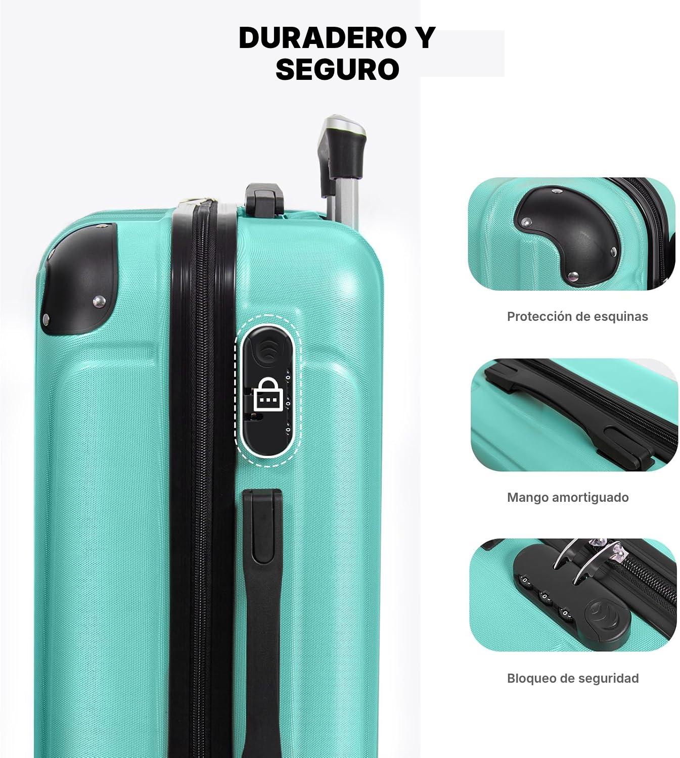 Maleta de viaje mediana rígida verde 63 × 44 × 25 cm — 3