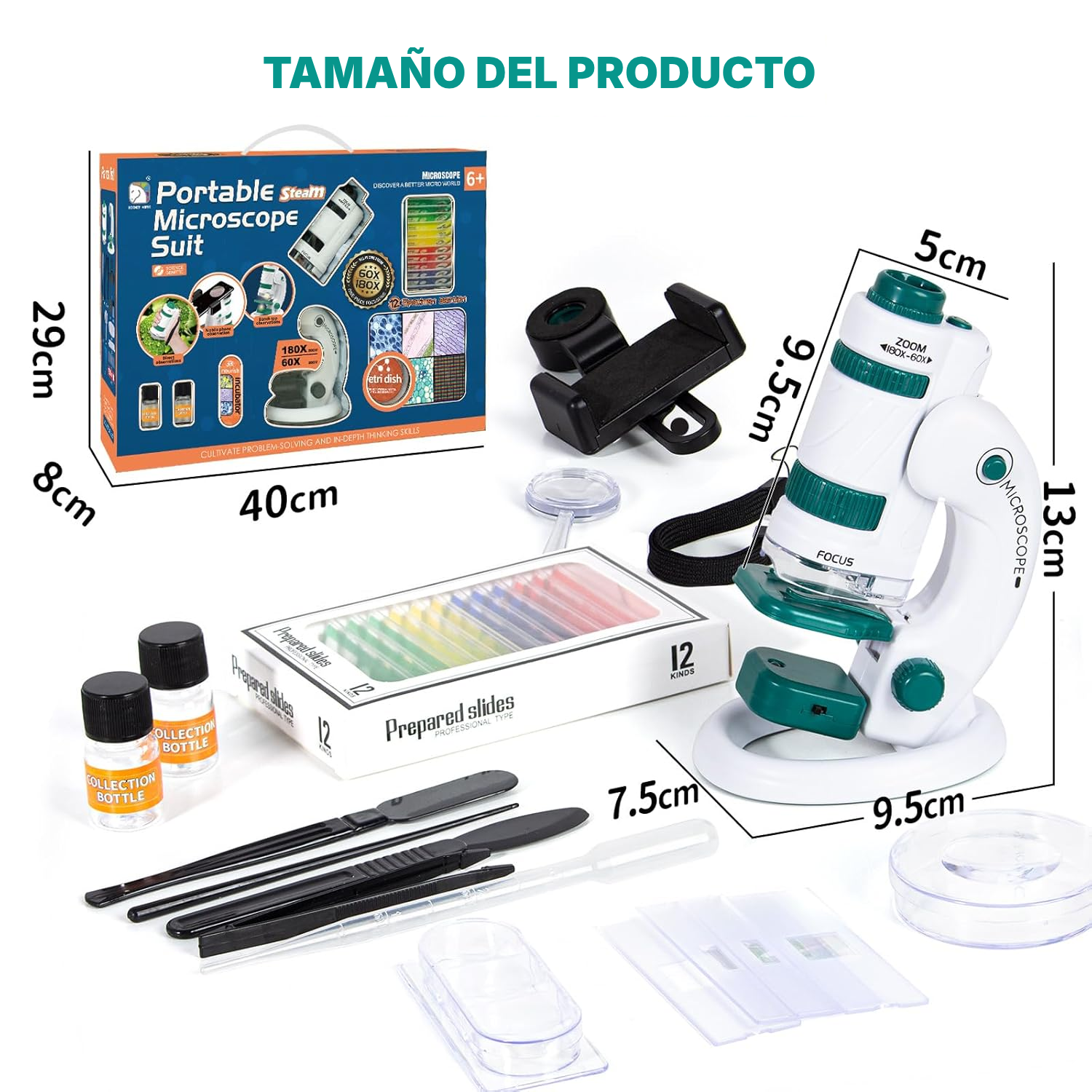 Microscopio portaobjetos educativo 60-180x — 3