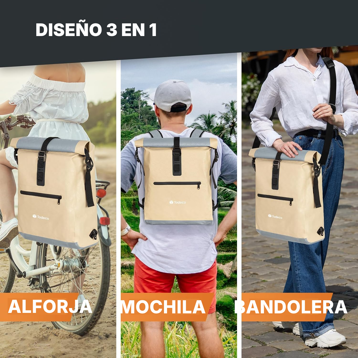 Bolsa bici 3 en 1 beige — 2