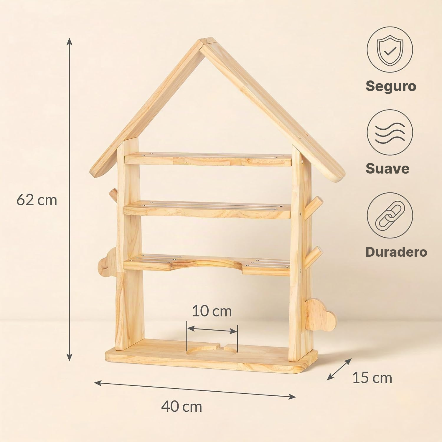 Estantería magnética Toniebox/Tonies – madera con ganchos, 62 cm — 2