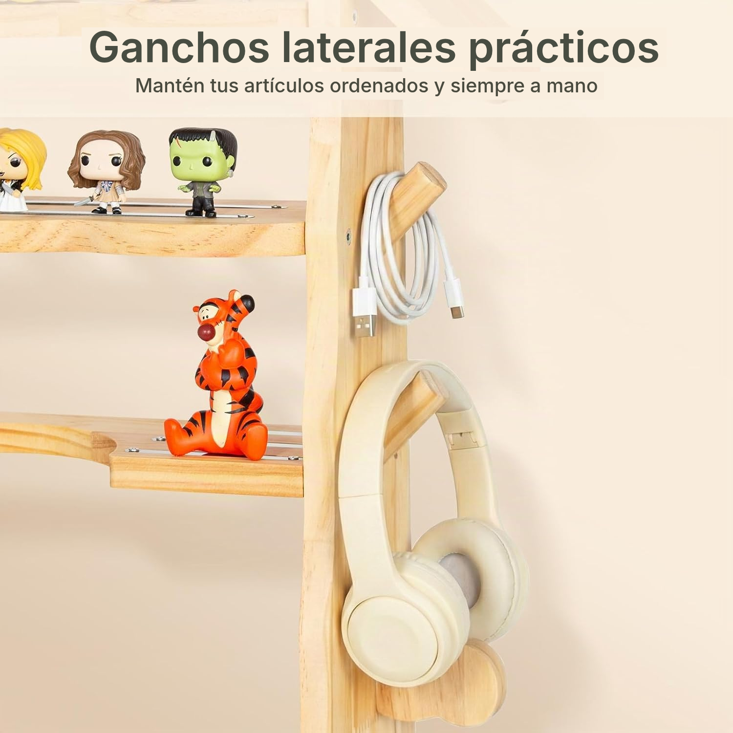 Estantería magnética Toniebox/Tonies – madera con ganchos, 62 cm — 5