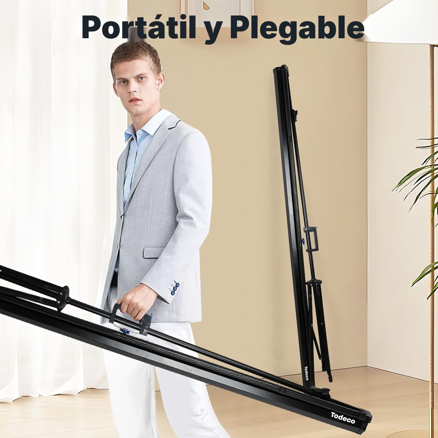 Pantalla de proyección enrollable 75 cm, trípode 154 cm — 4
