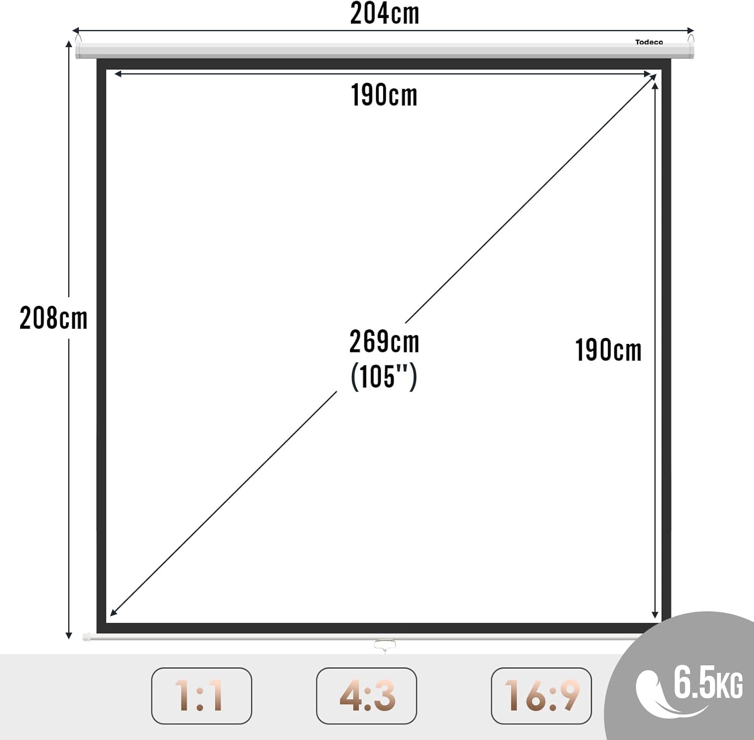 Pantalla proyector enrollable 159.82 × 161.06 cm — 5