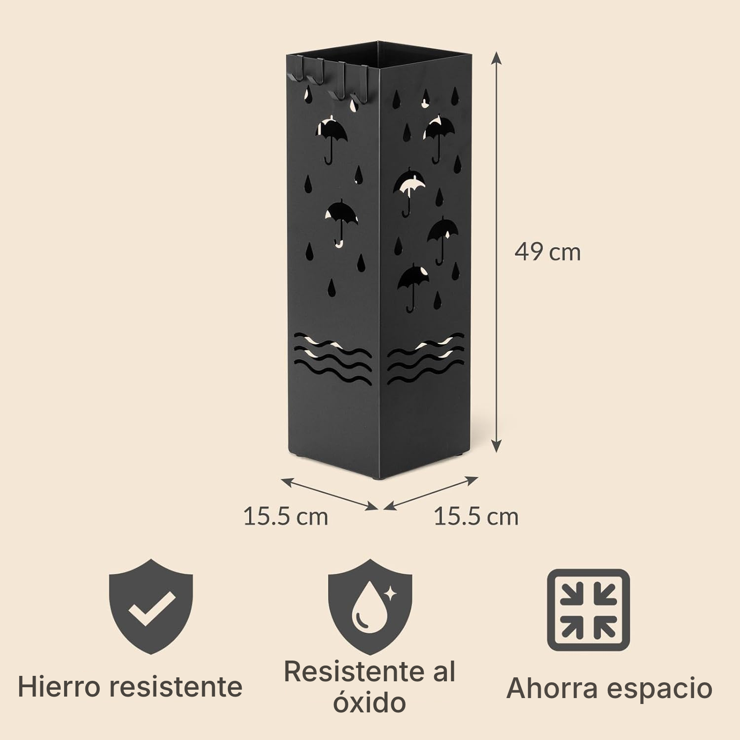 Paraguero estrecho de metal, 49 cm — 2