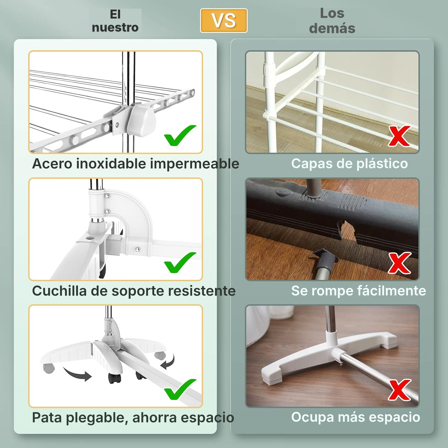 Tendedero plegable blanco de 3 niveles — 3