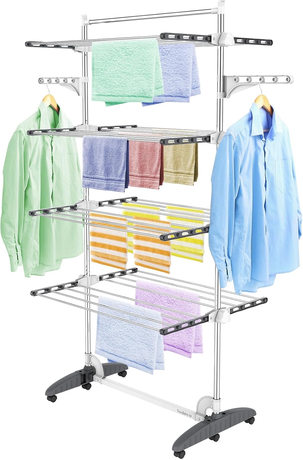 Tendedero de ropa plegable 4 estantes gris/blanco