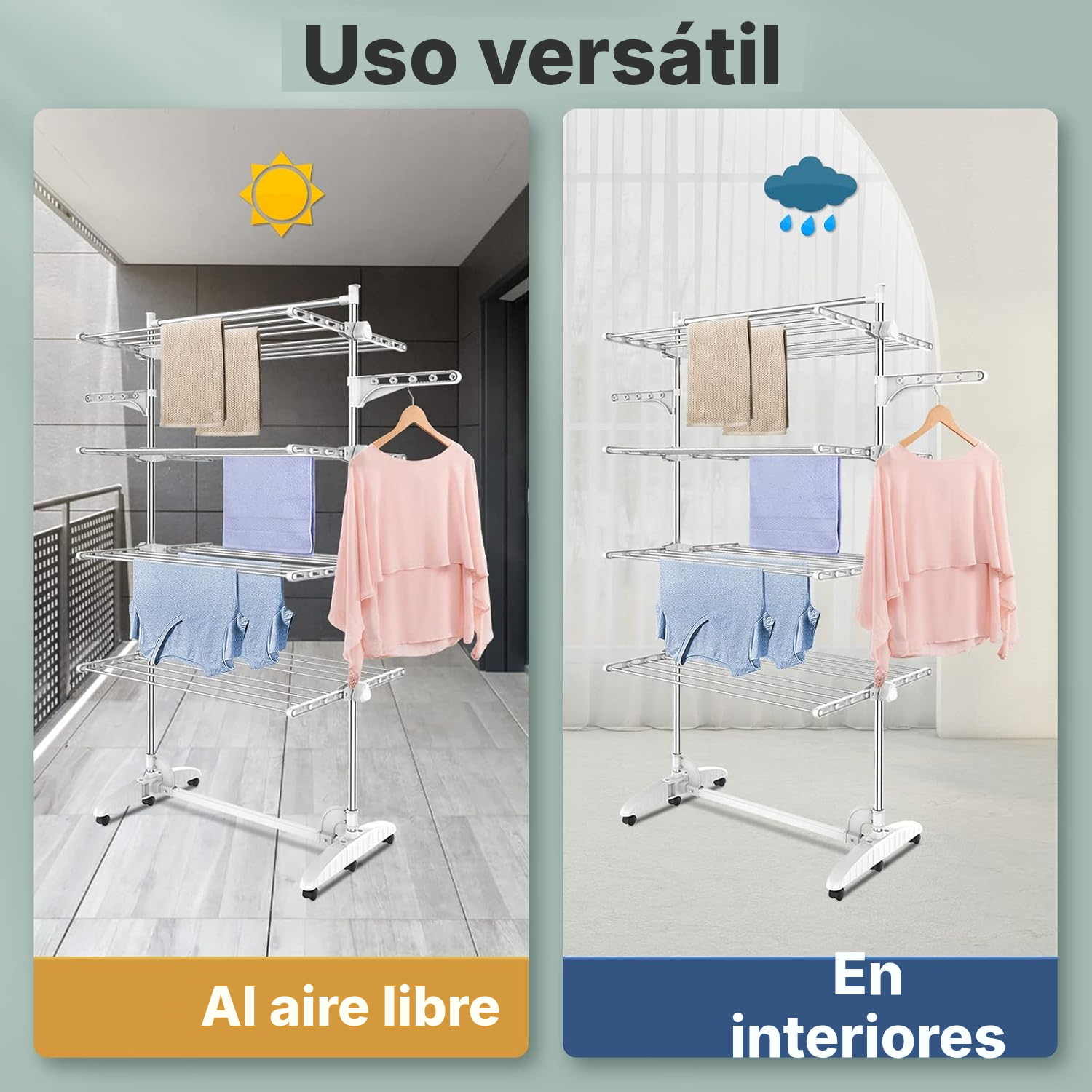 Tendedero extensible blanco de 4 niveles — 5