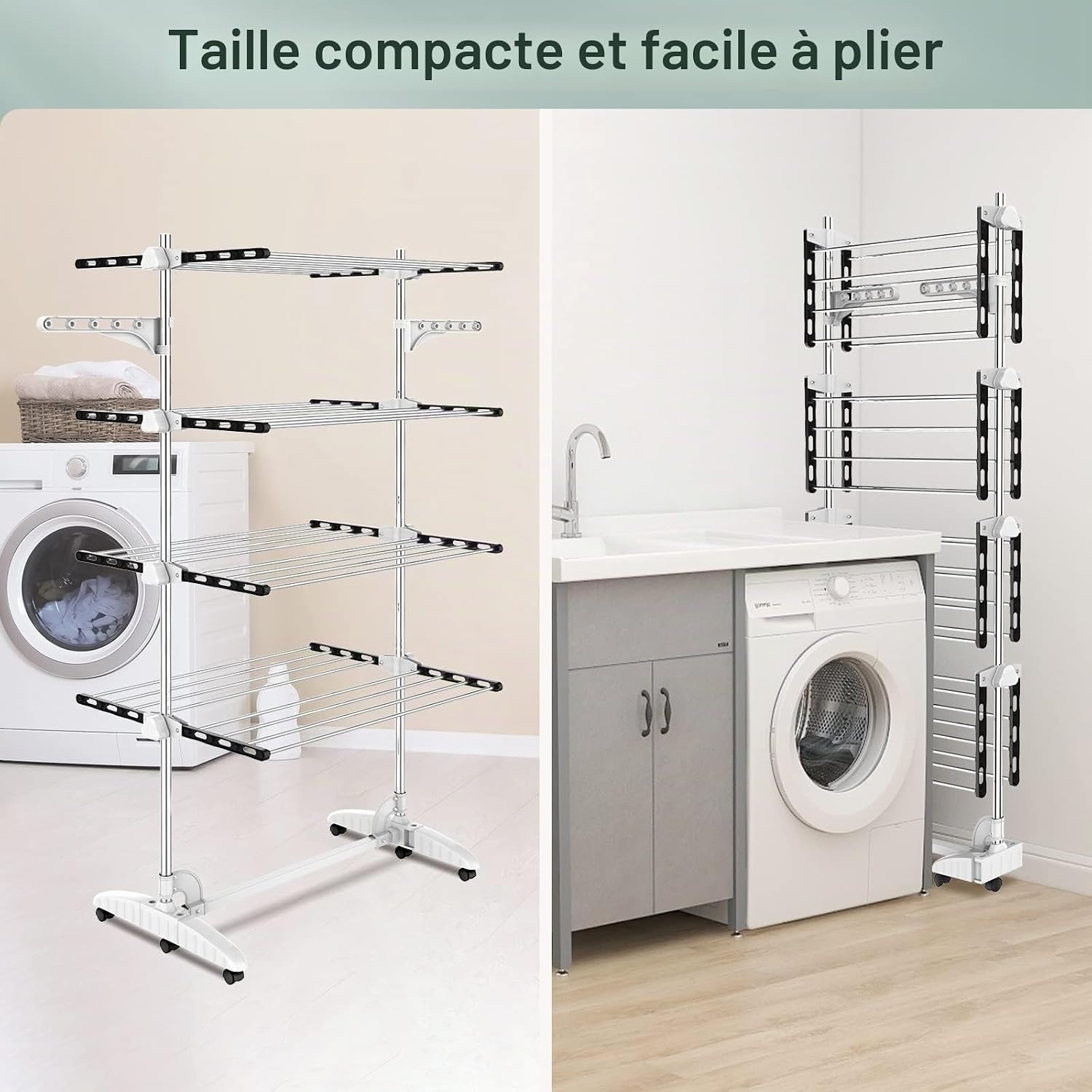 Tendedero vertical plegable blanco de 4 niveles — 4