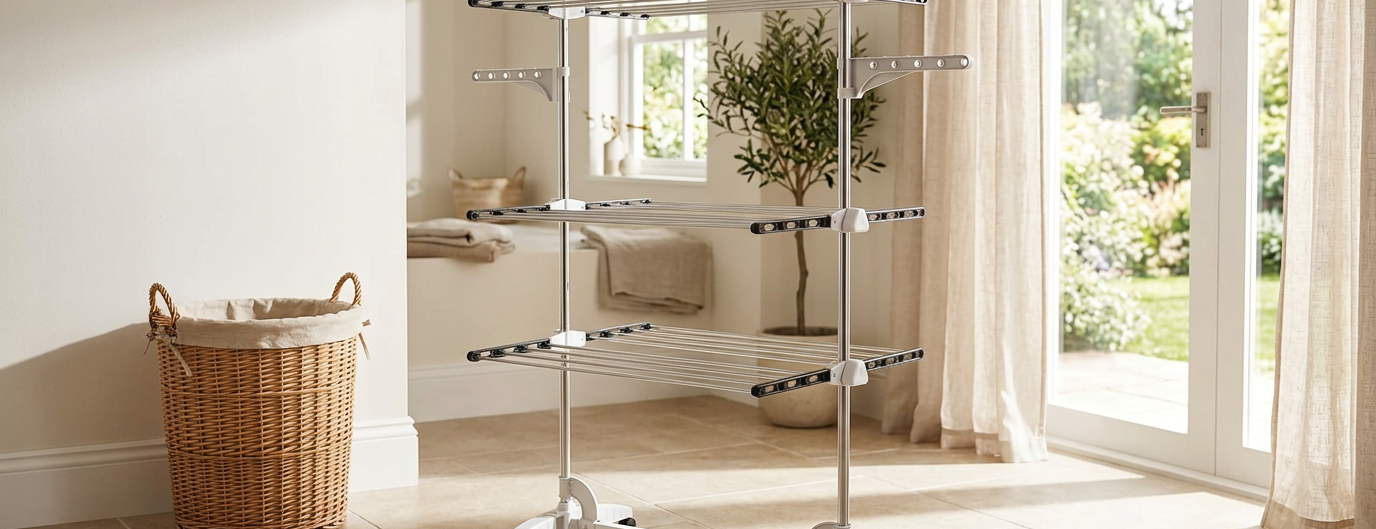 Tendedero vertical negro plegable 3 niveles