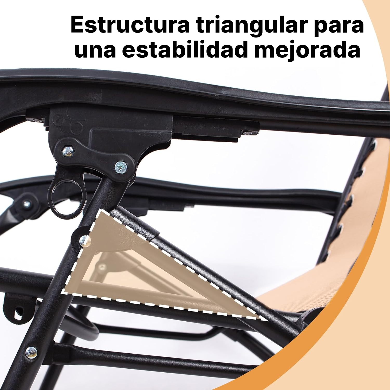 Tumbona jardín plegable kaki 110 cm, lista para usar — 4