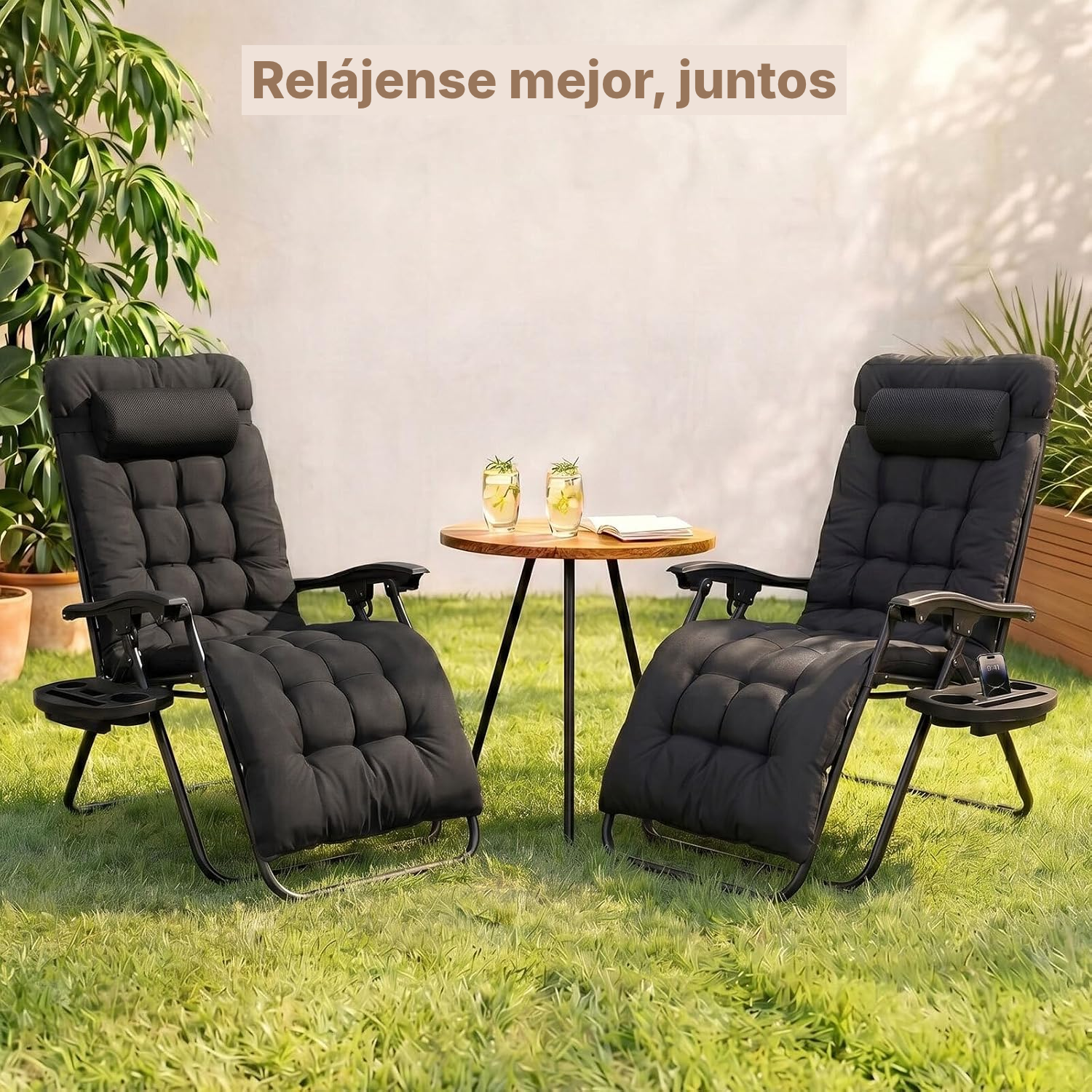 Tumbona plegable negra de gravedad cero — 2