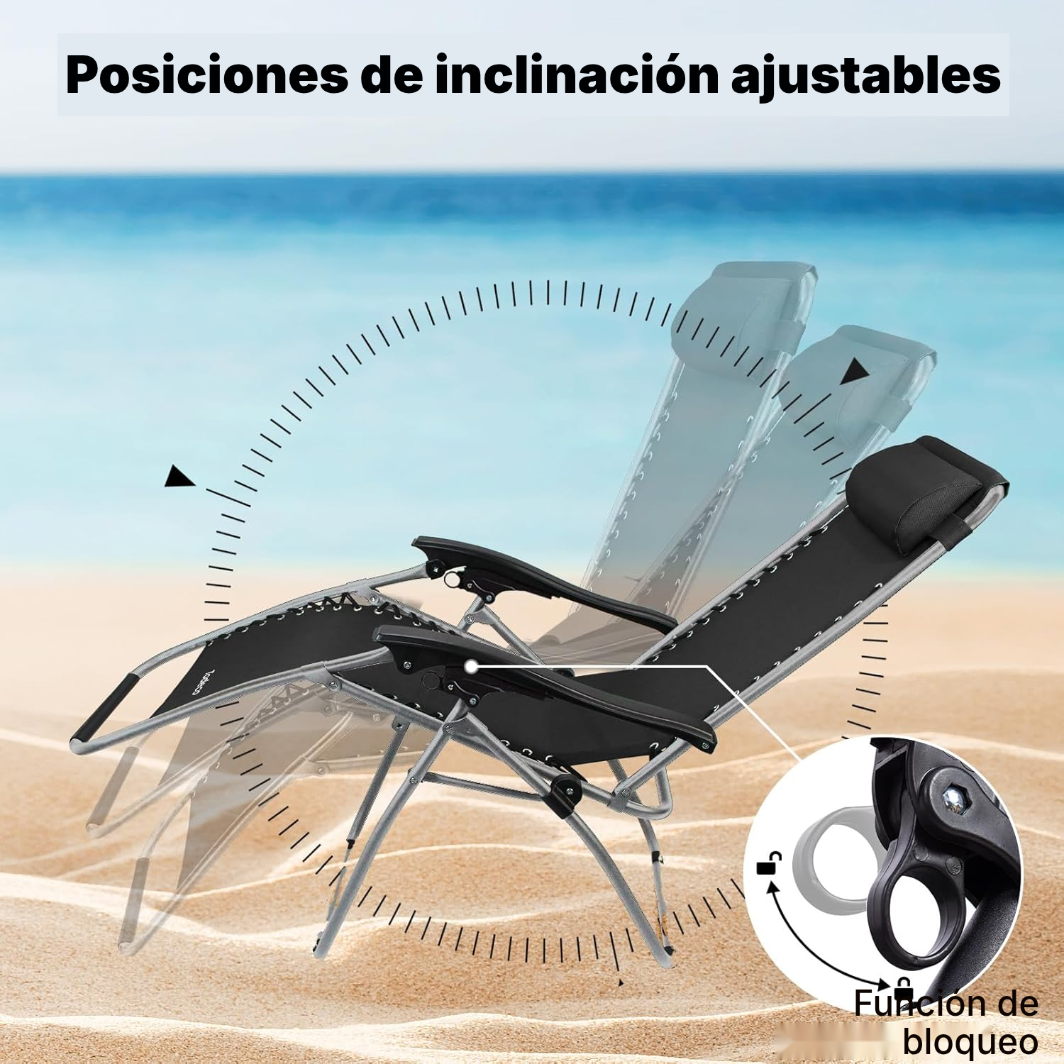 Silla plegable playa cero gravedad 110 cm — 4
