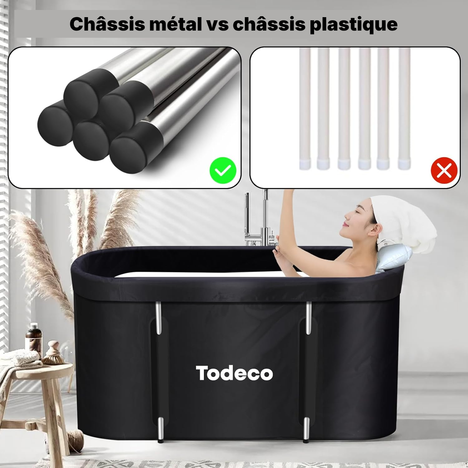Baignoire pliable 120 × 57 × 55 cm avec dossier — 2