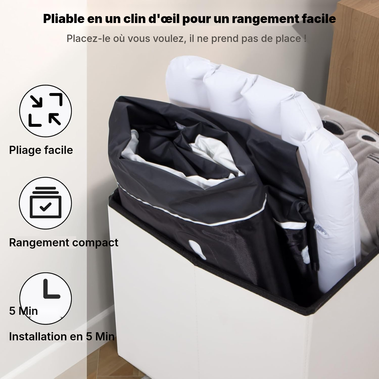 Baignoire pliable 120 × 57 × 55 cm avec dossier — 5