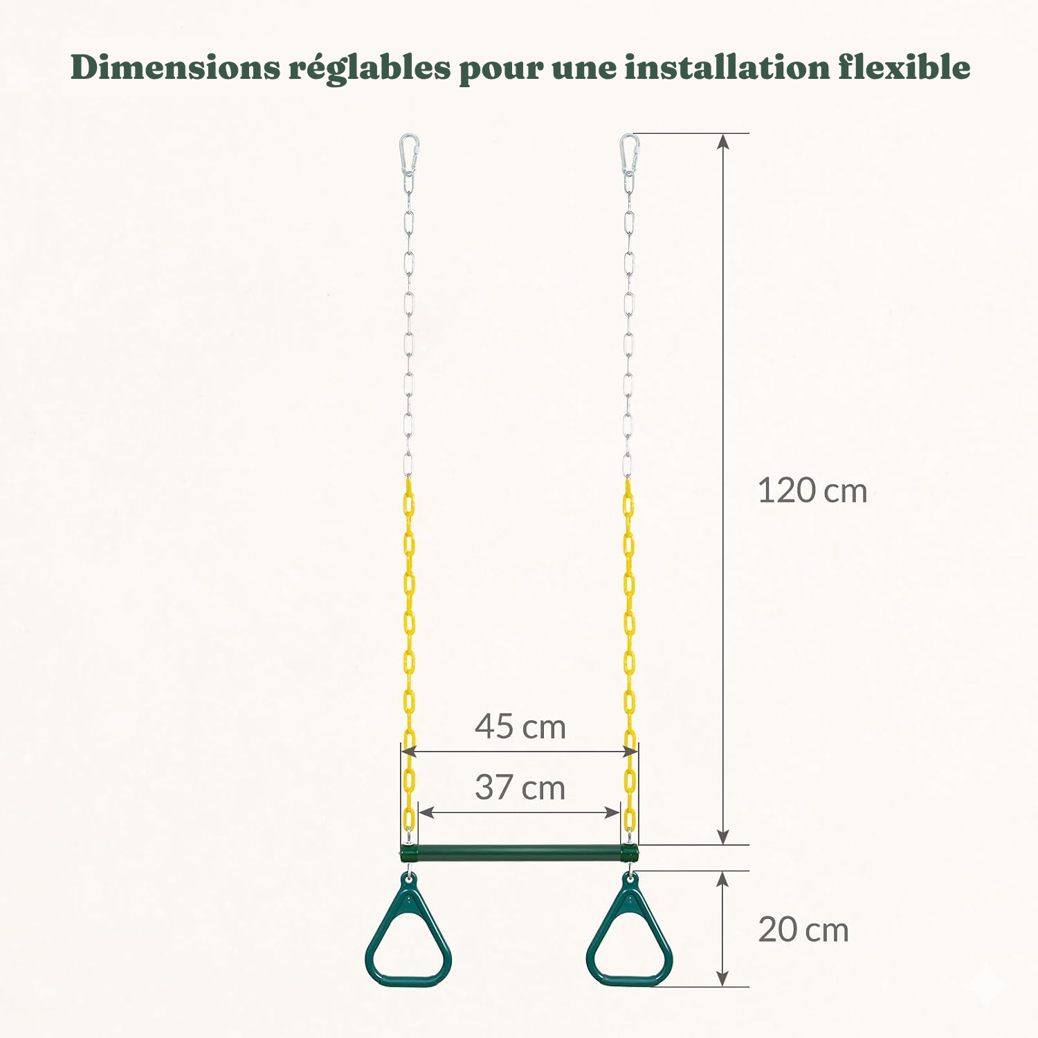 Trapèze balançoire pour enfant à chaînes réglables — 4