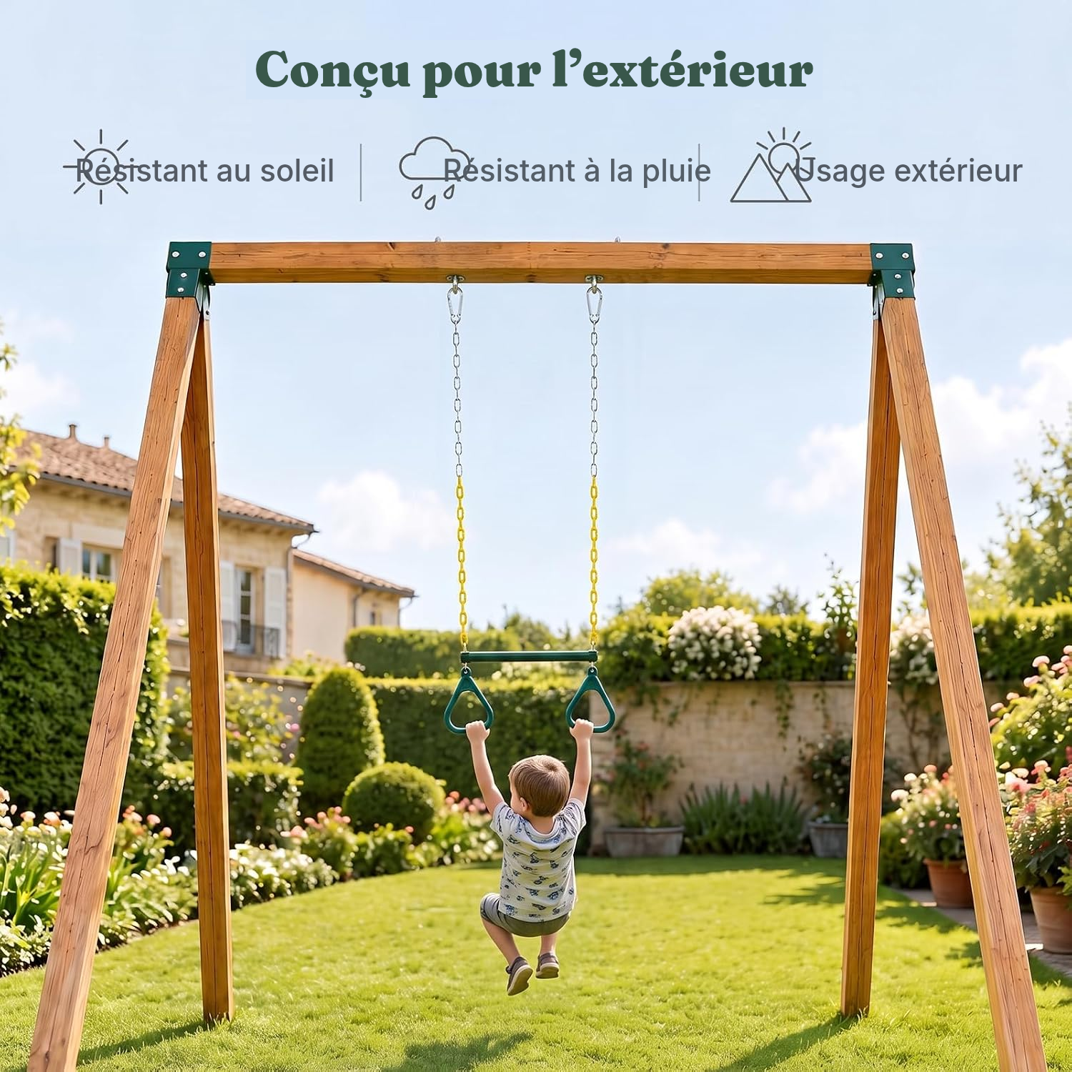 Trapèze balançoire pour enfant à chaînes réglables — 6