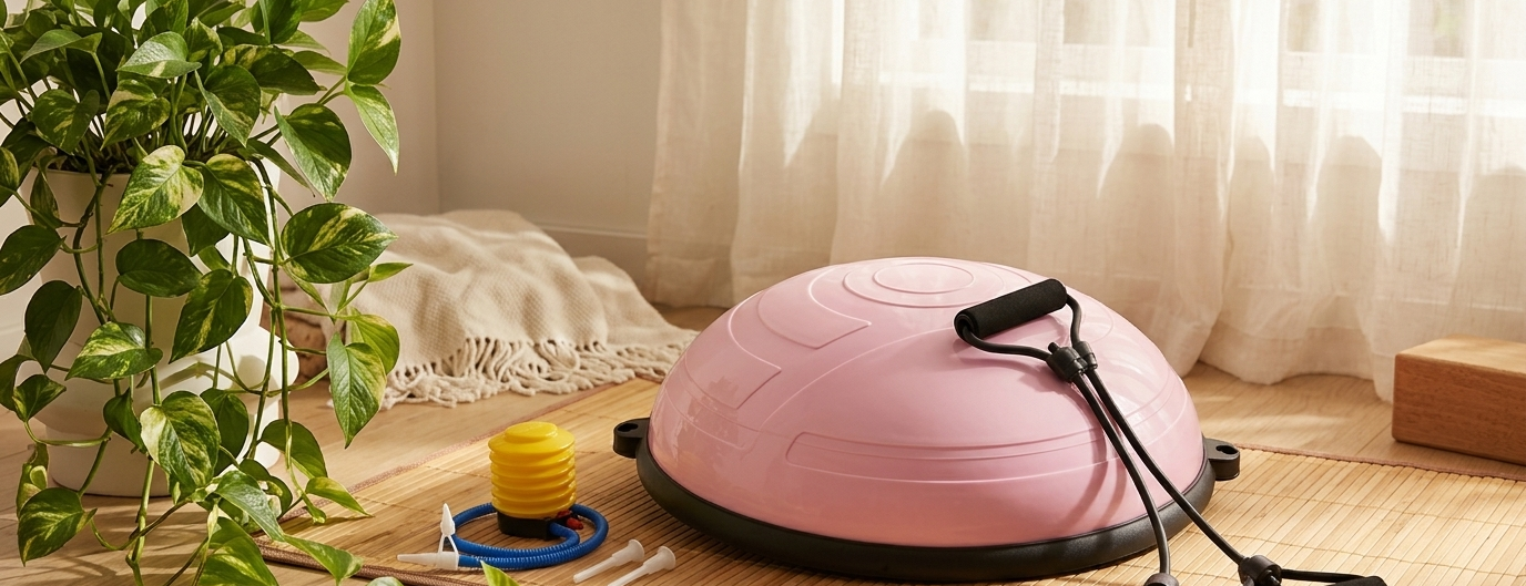 Ballon pilates d’équilibre rose — corps entier