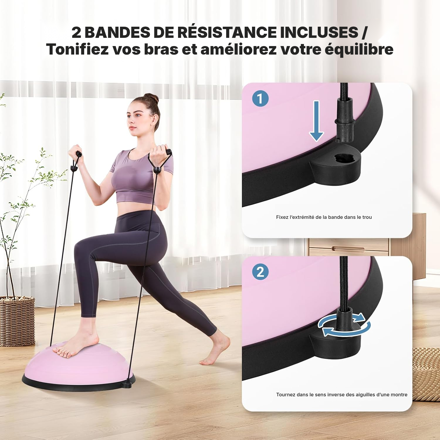 Ballon pilates d’équilibre rose — corps entier — 2