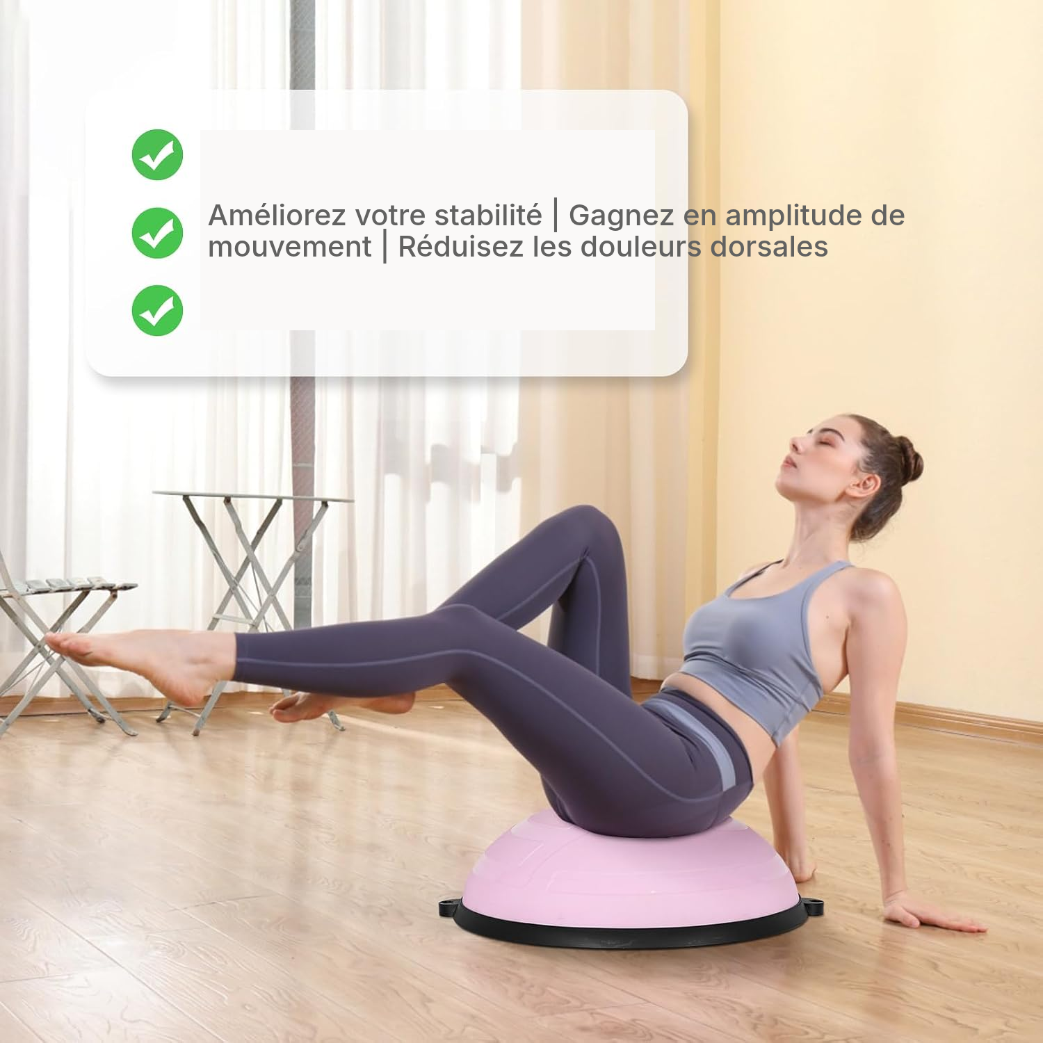 Ballon pilates d’équilibre rose — corps entier — 6