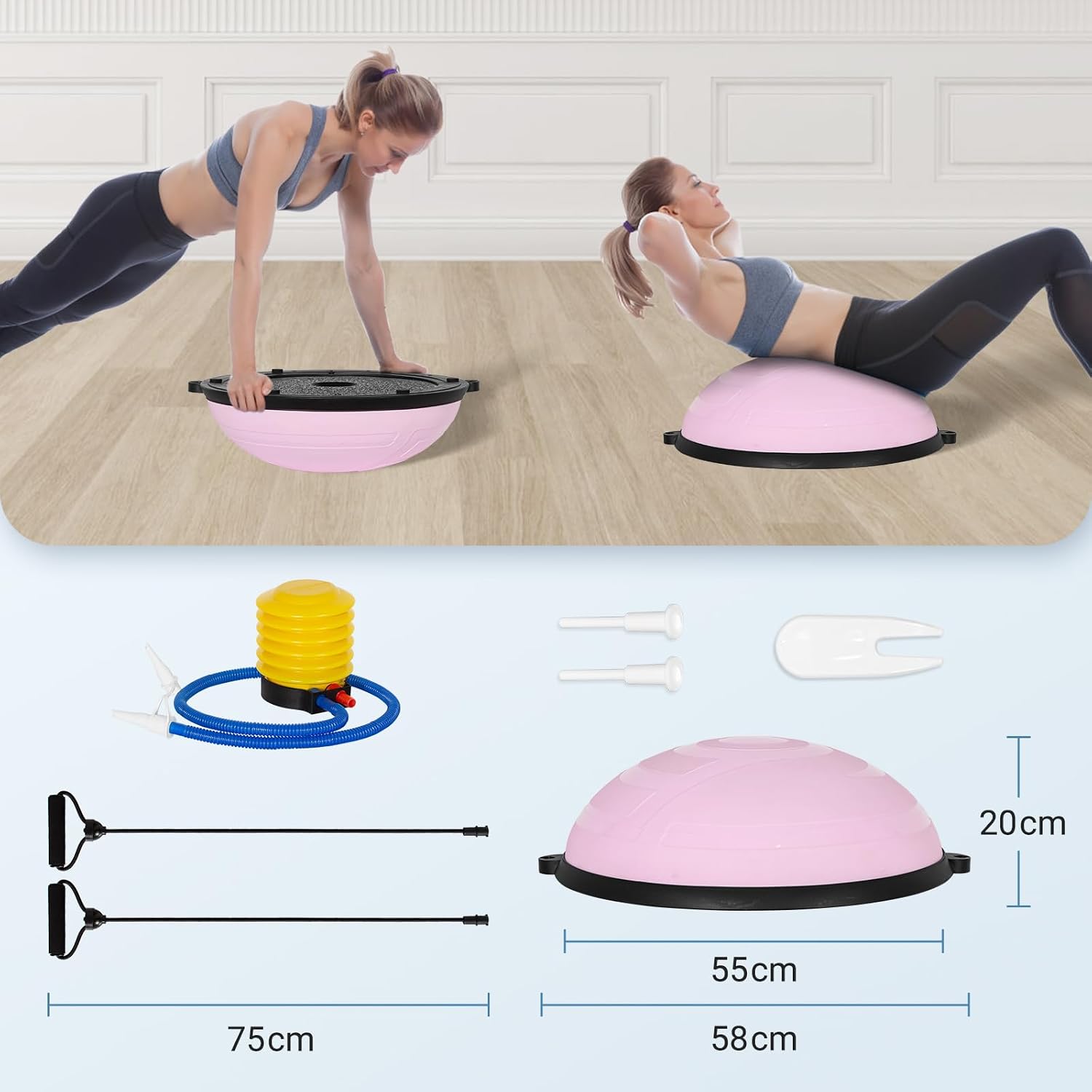 Ballon pilates d’équilibre rose — corps entier — 8