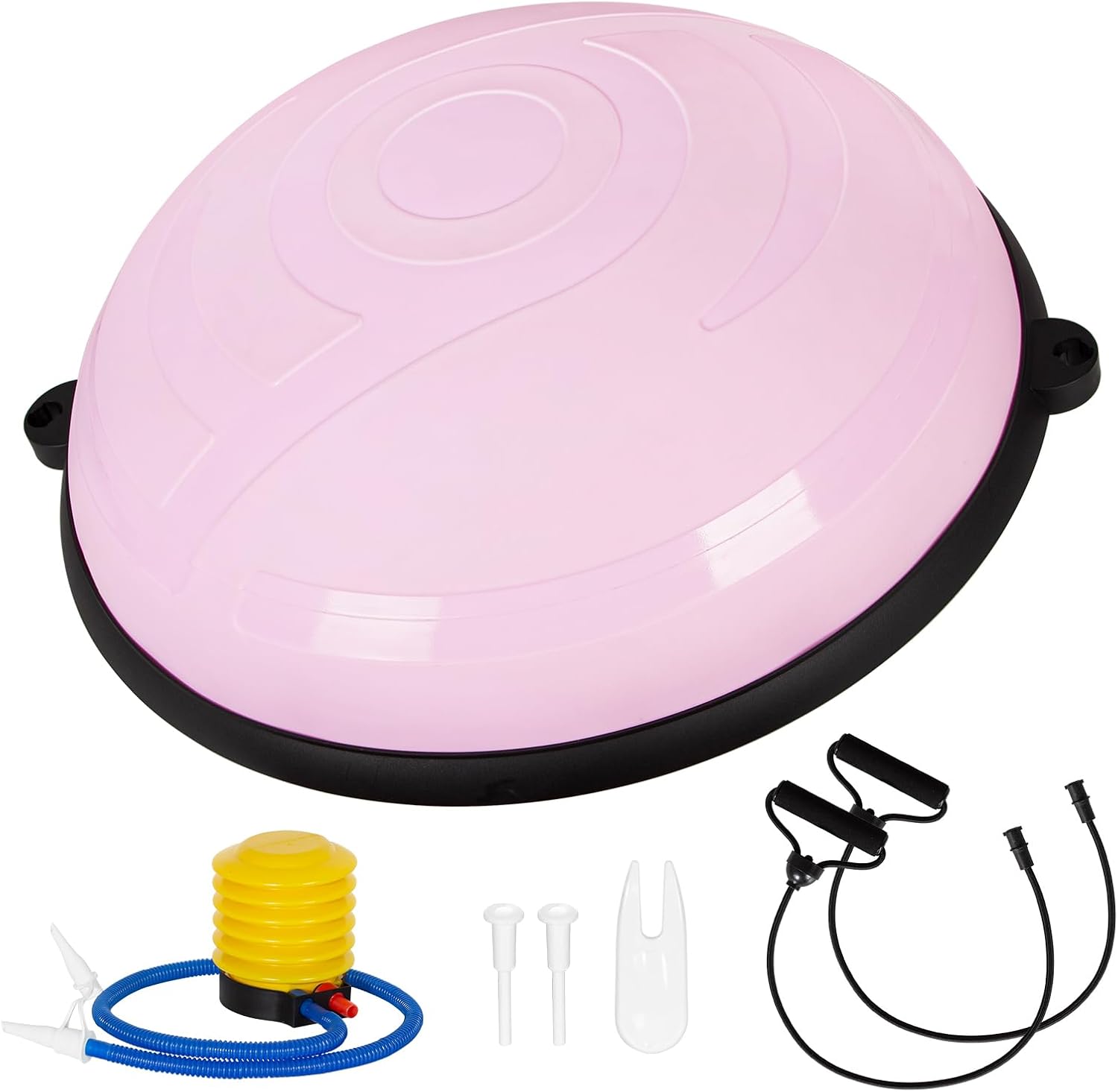 Ballon pilates équilibre avec bandes – Rose